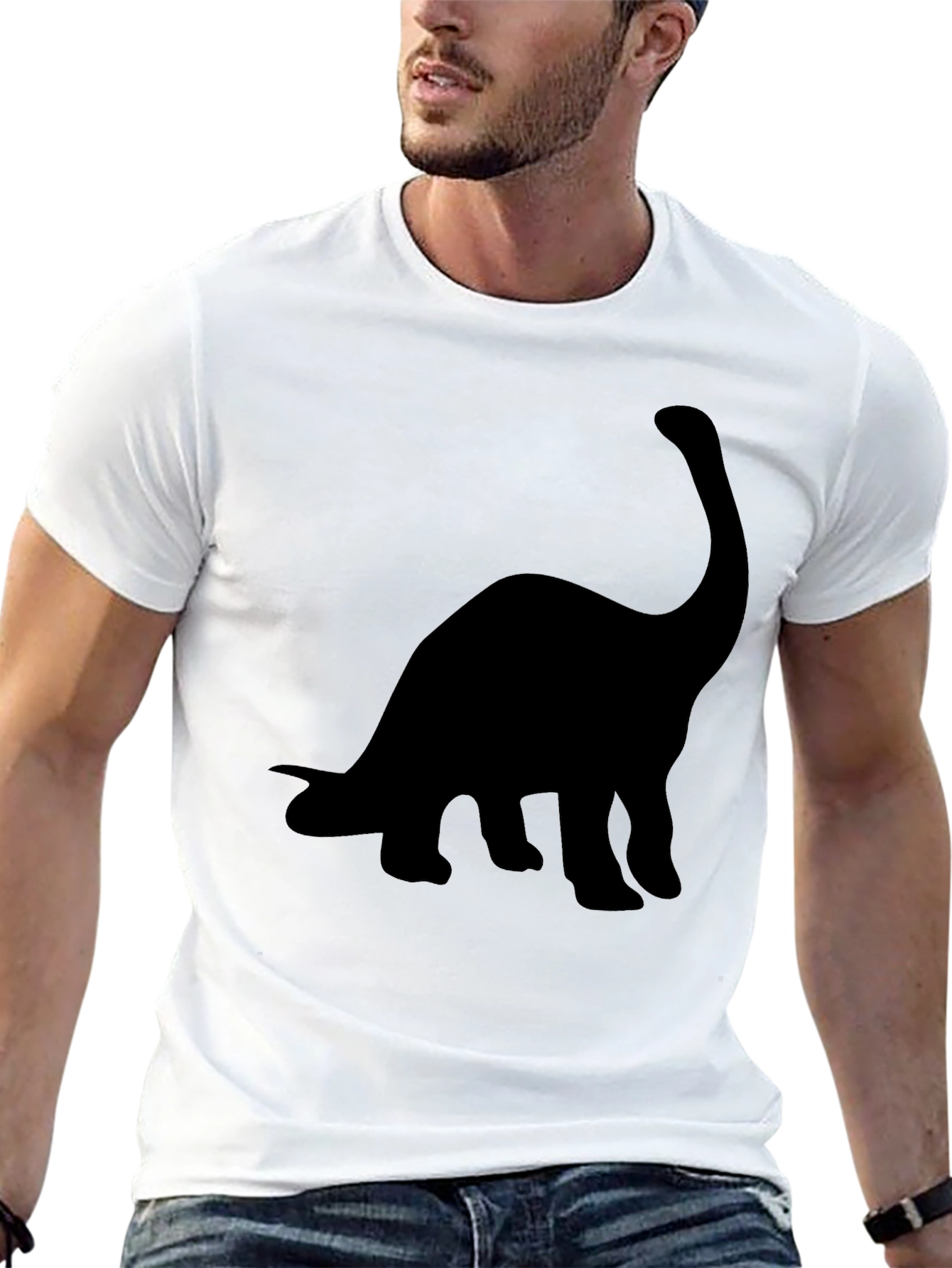 Black Dinosaur Silhouette Graphic Tee