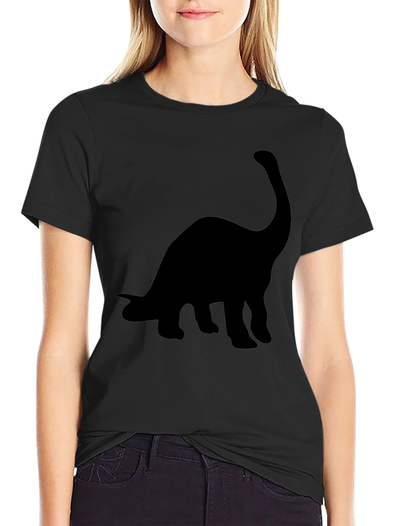Black Dinosaur Silhouette Graphic Tee