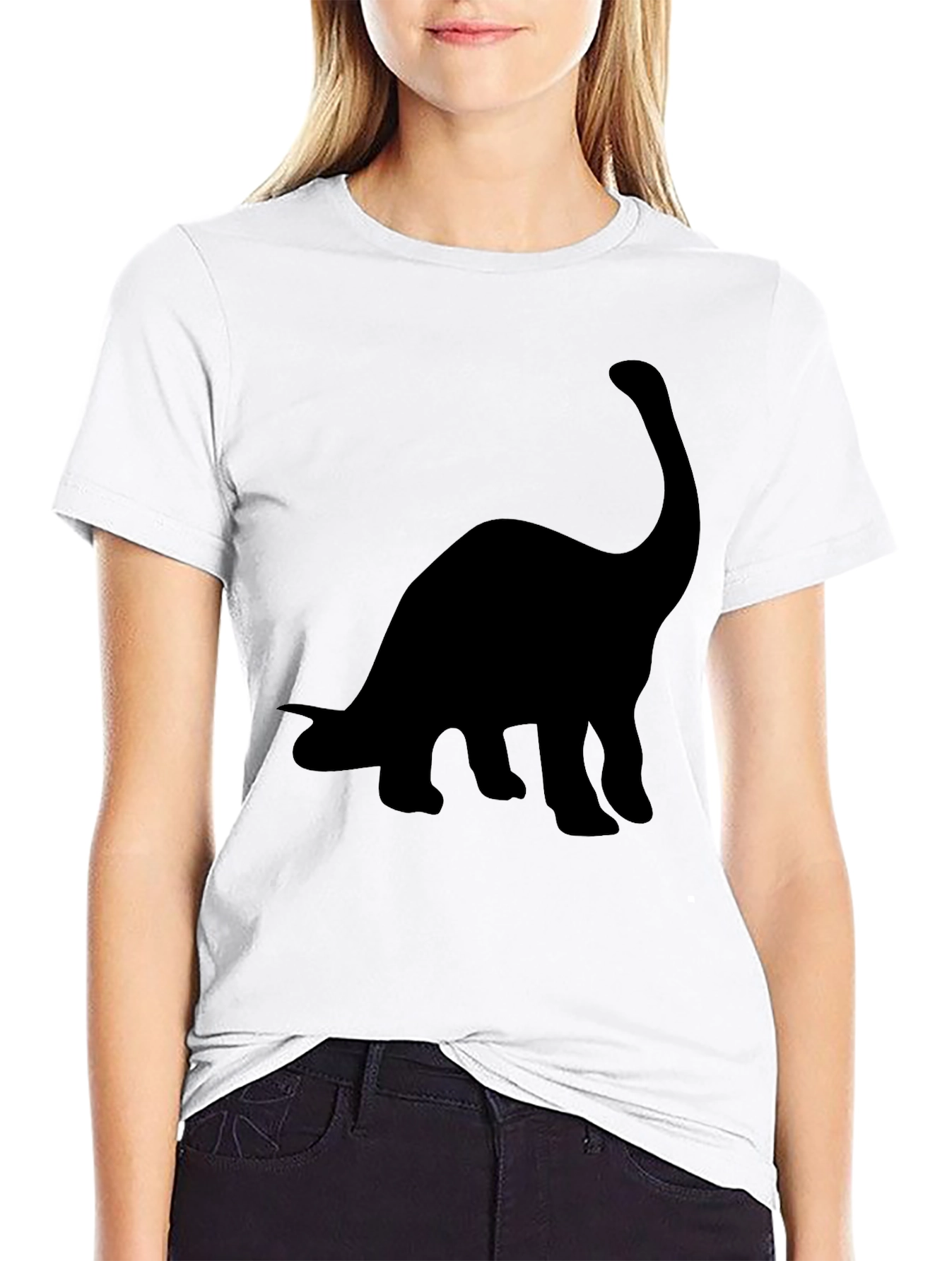 Black Dinosaur Silhouette Graphic Tee