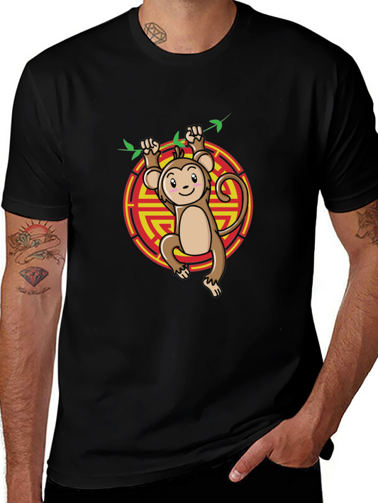 Year of the Monkey Graphic Tee - Black Cotton Shirt