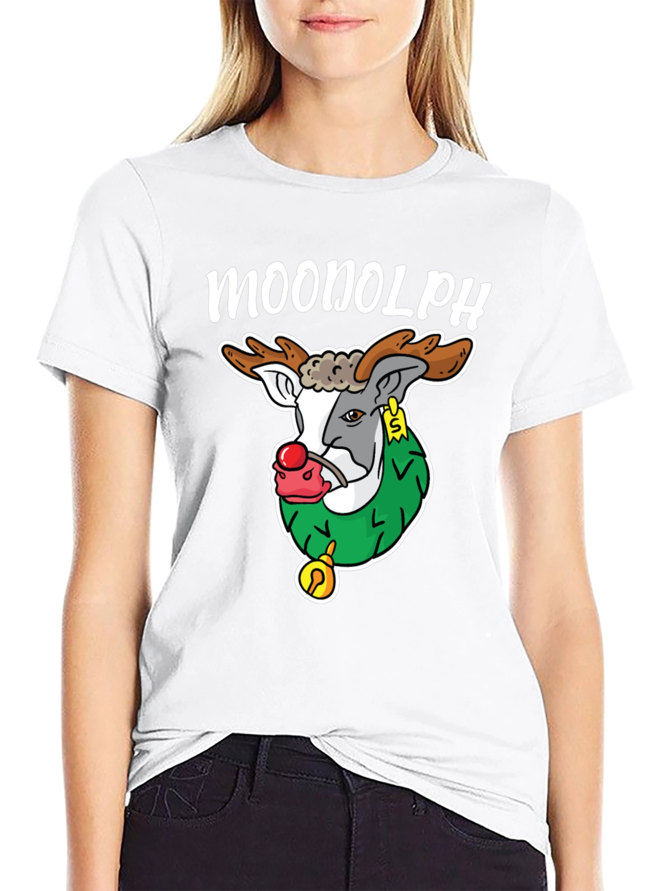 Moonolph Funny Reindeer T-Shirt - Holiday Graphic Tee