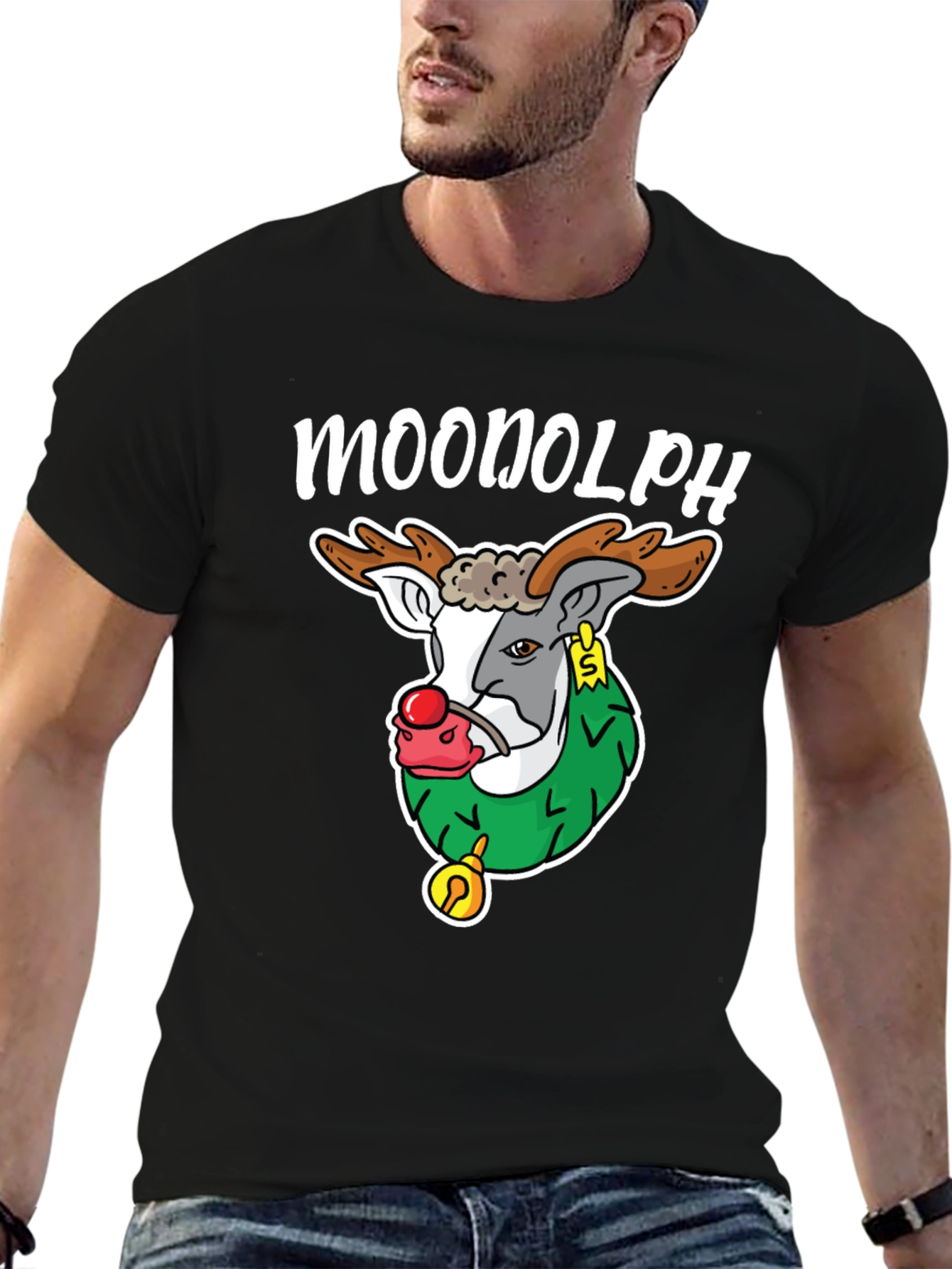 Moonolph Funny Reindeer T-Shirt - Holiday Graphic Tee