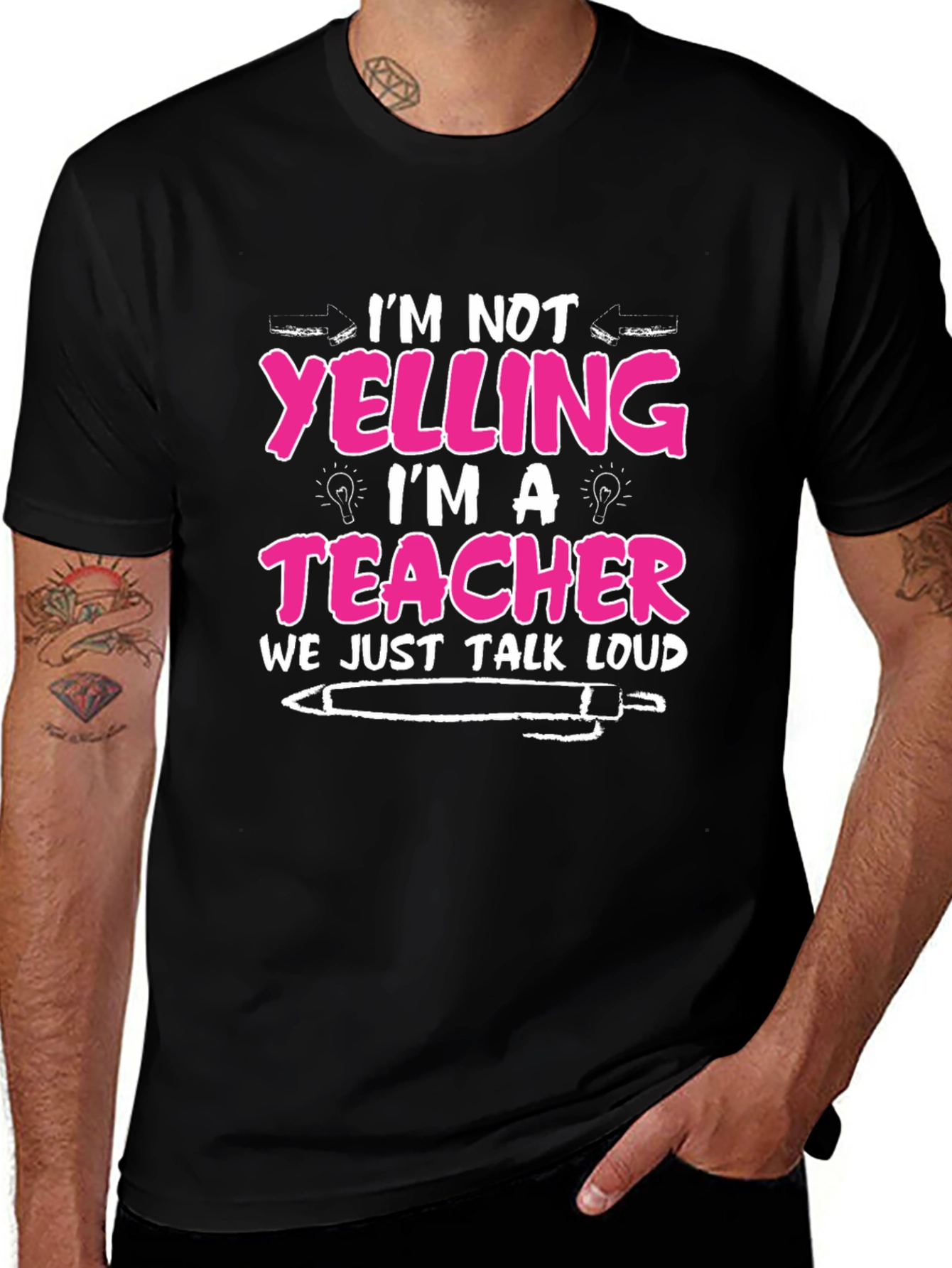 Teacher Loud Talk Black Cotton T-Shirt