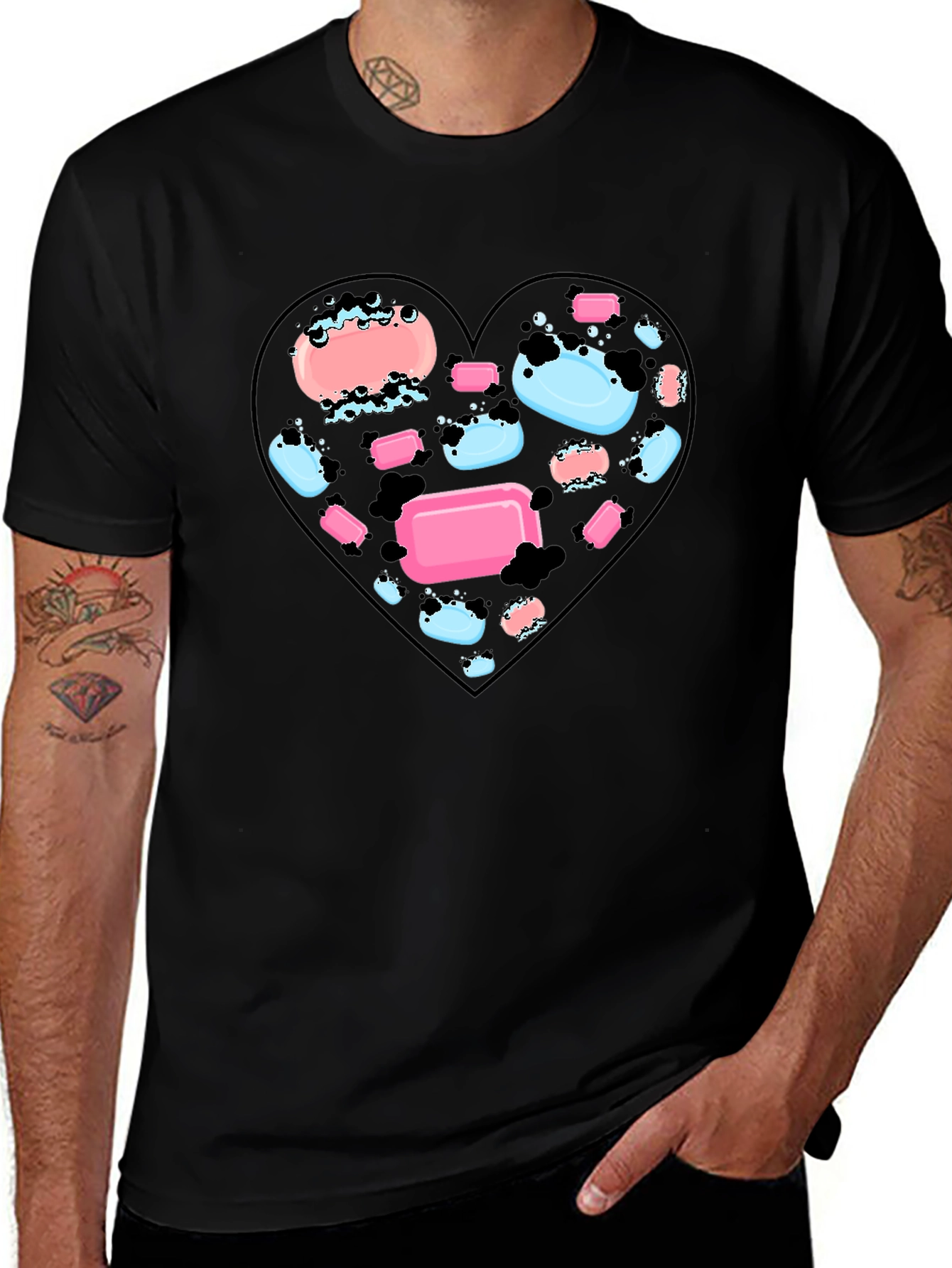 Heart Soap T-Shirt - Black Graphic Tee