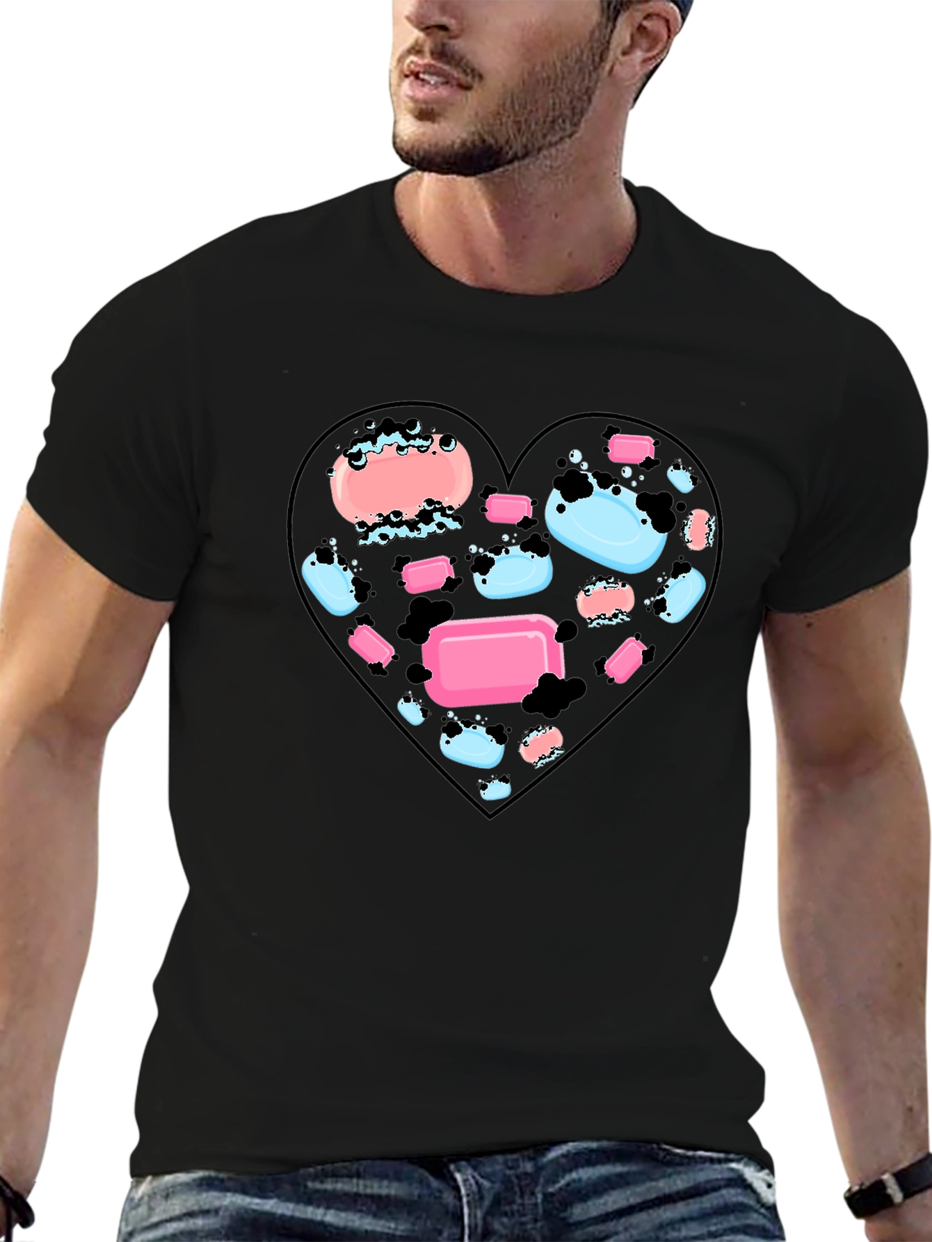 Heart Soap T-Shirt - Black Graphic Tee