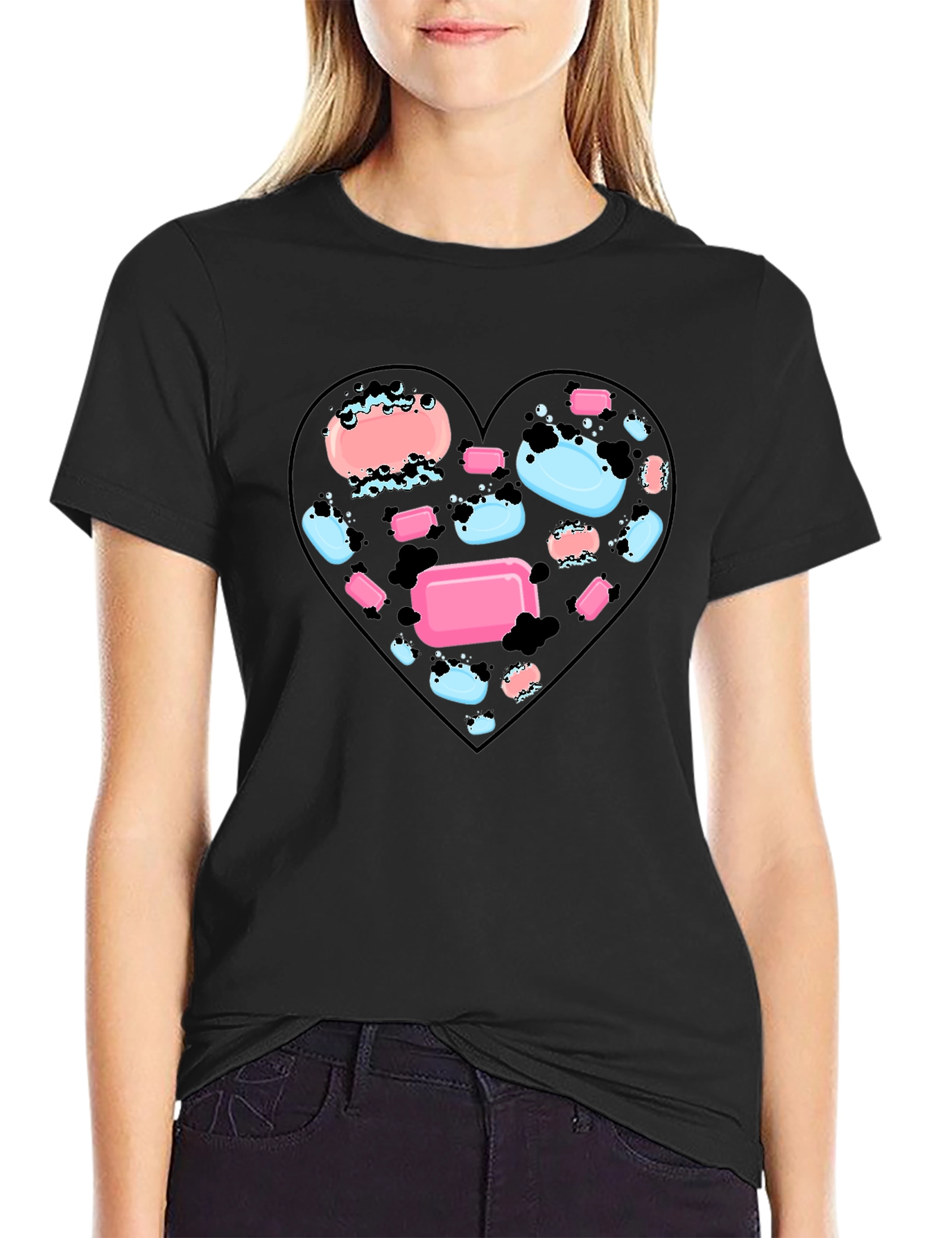 Heart Soap T-Shirt - Black Graphic Tee
