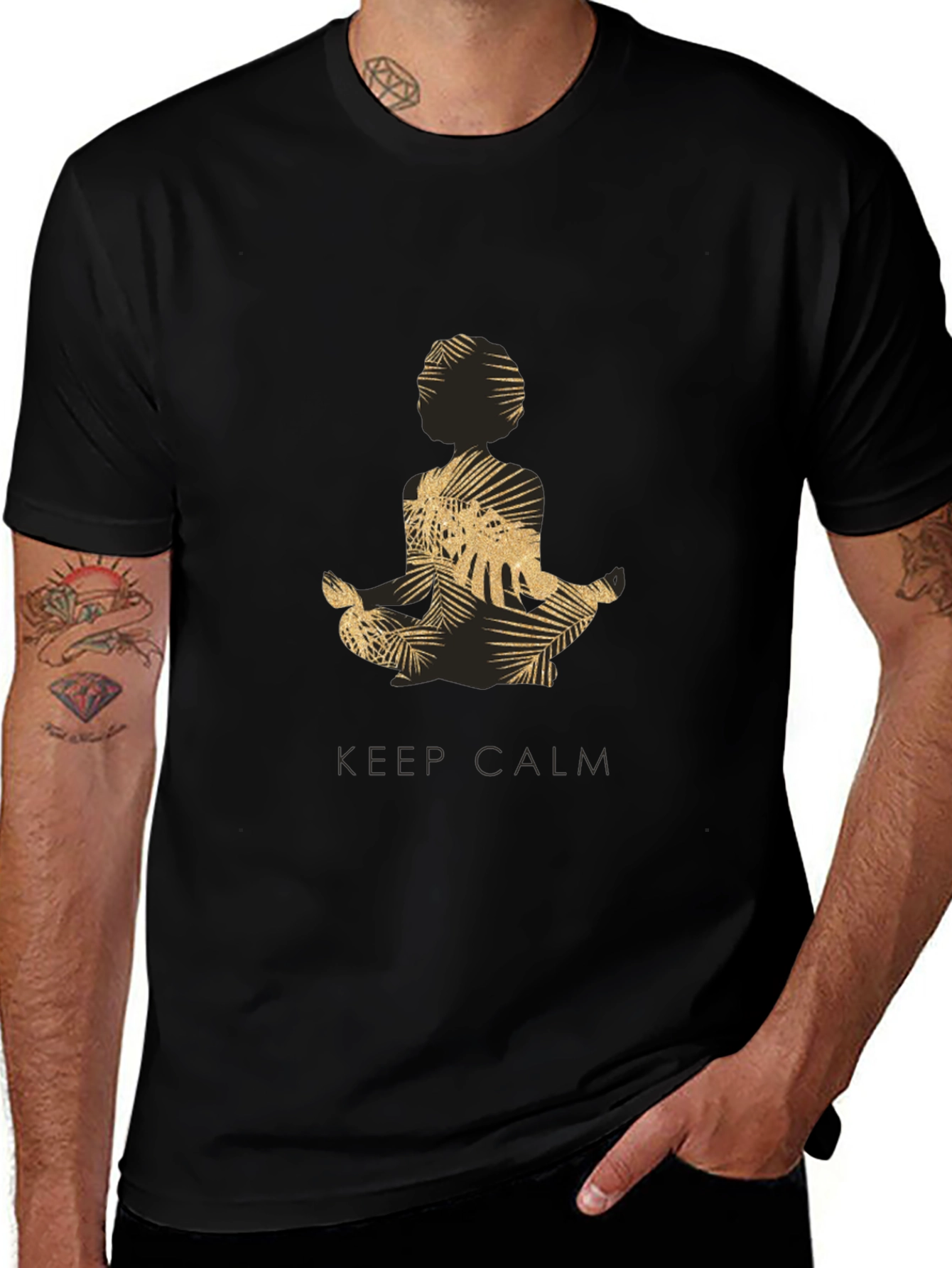 Keep Calm Meditation T-Shirt - Mens Black Graphic Tee