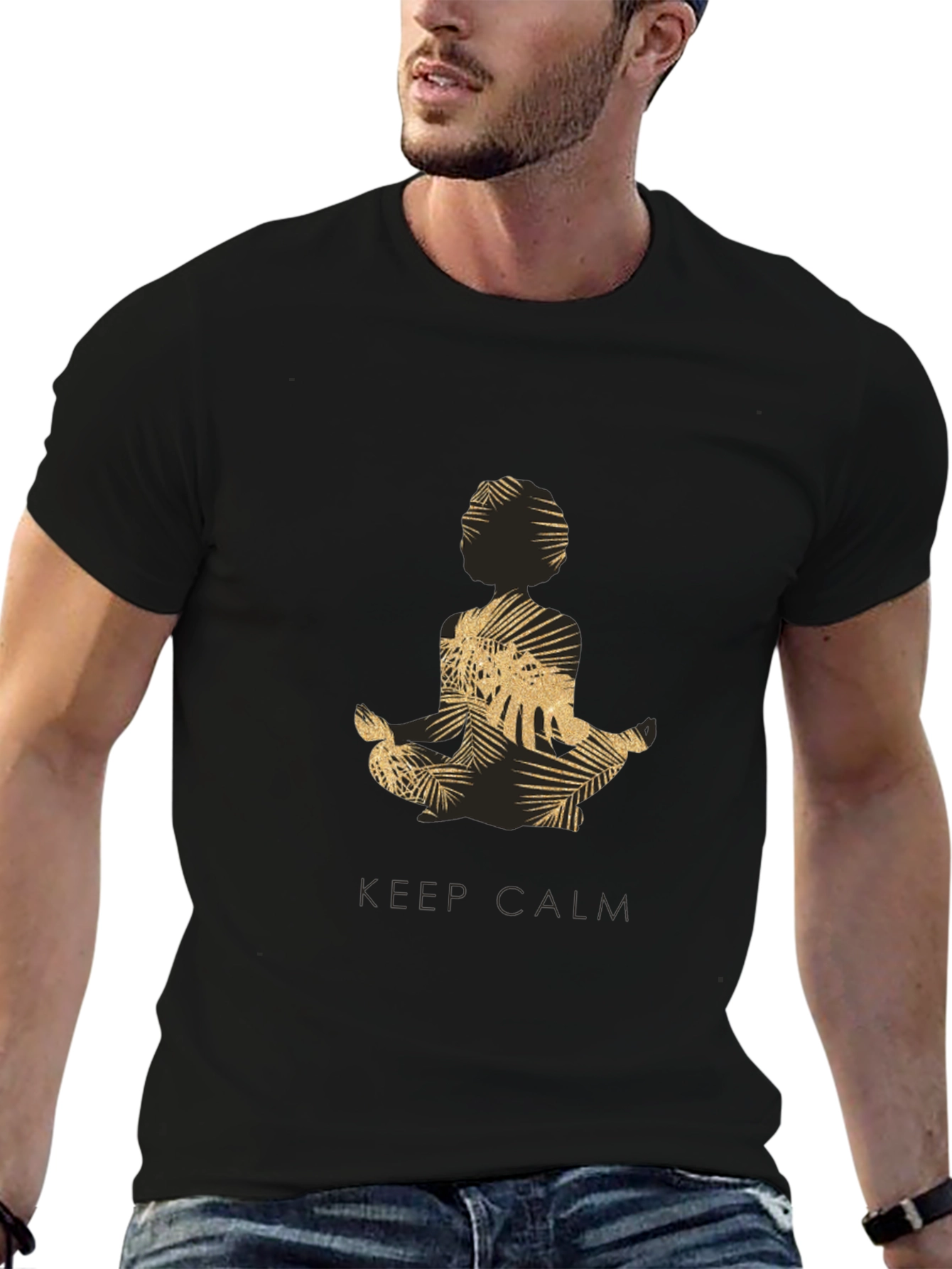 Keep Calm Meditation T-Shirt - Mens Black Graphic Tee
