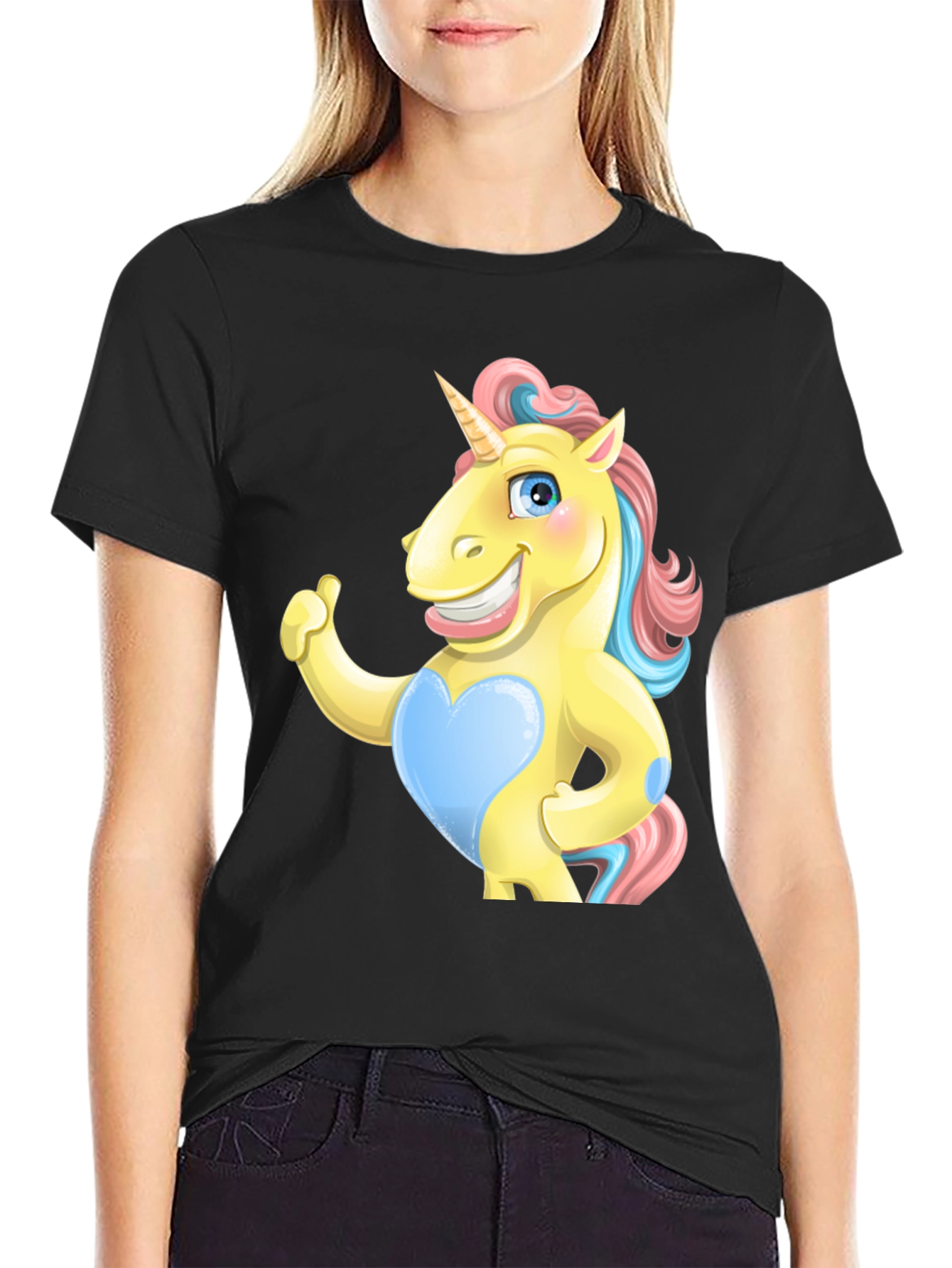 Funny Unicorn Graphic Black T-Shirt