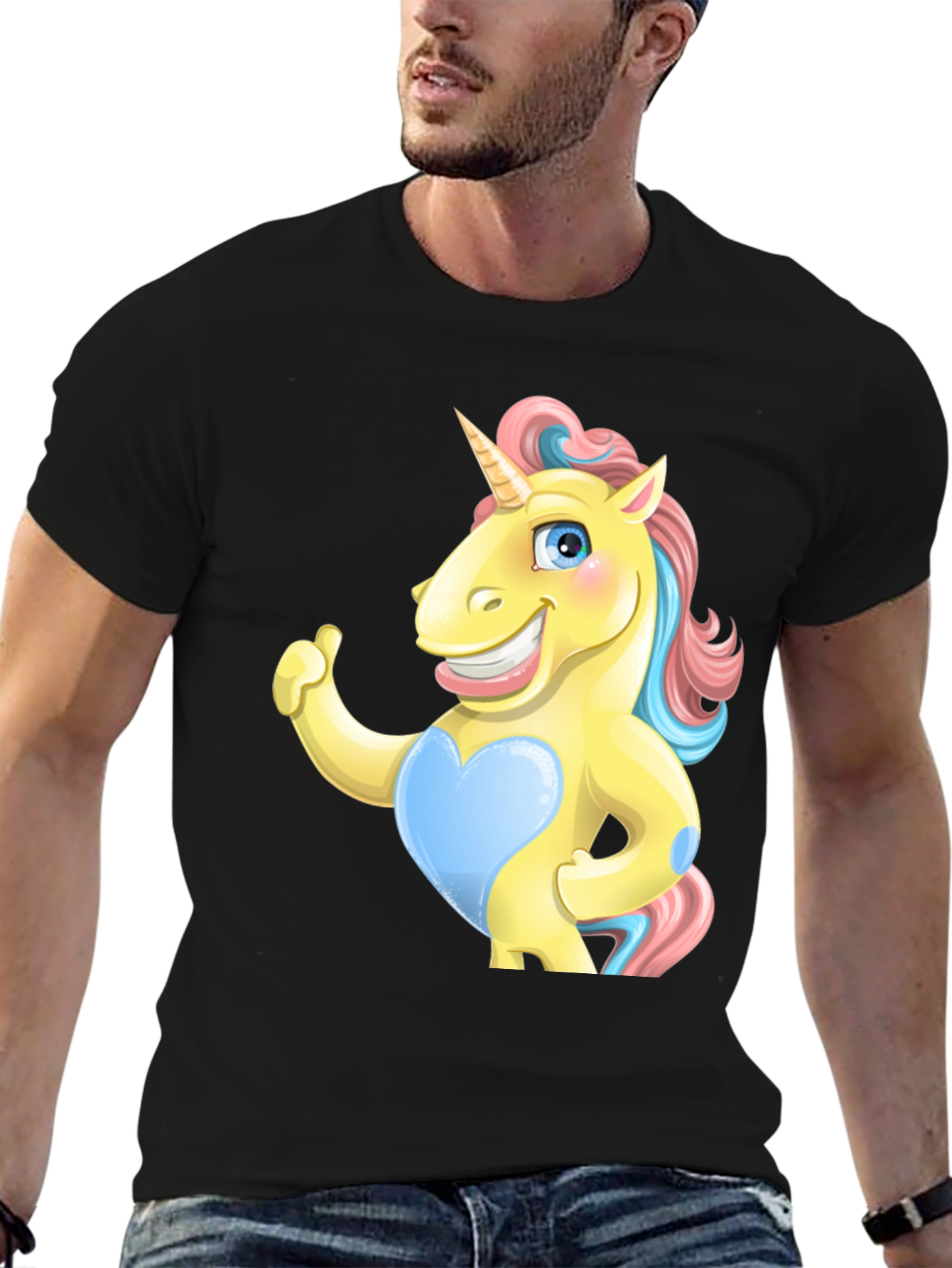 Funny Unicorn Graphic Black T-Shirt