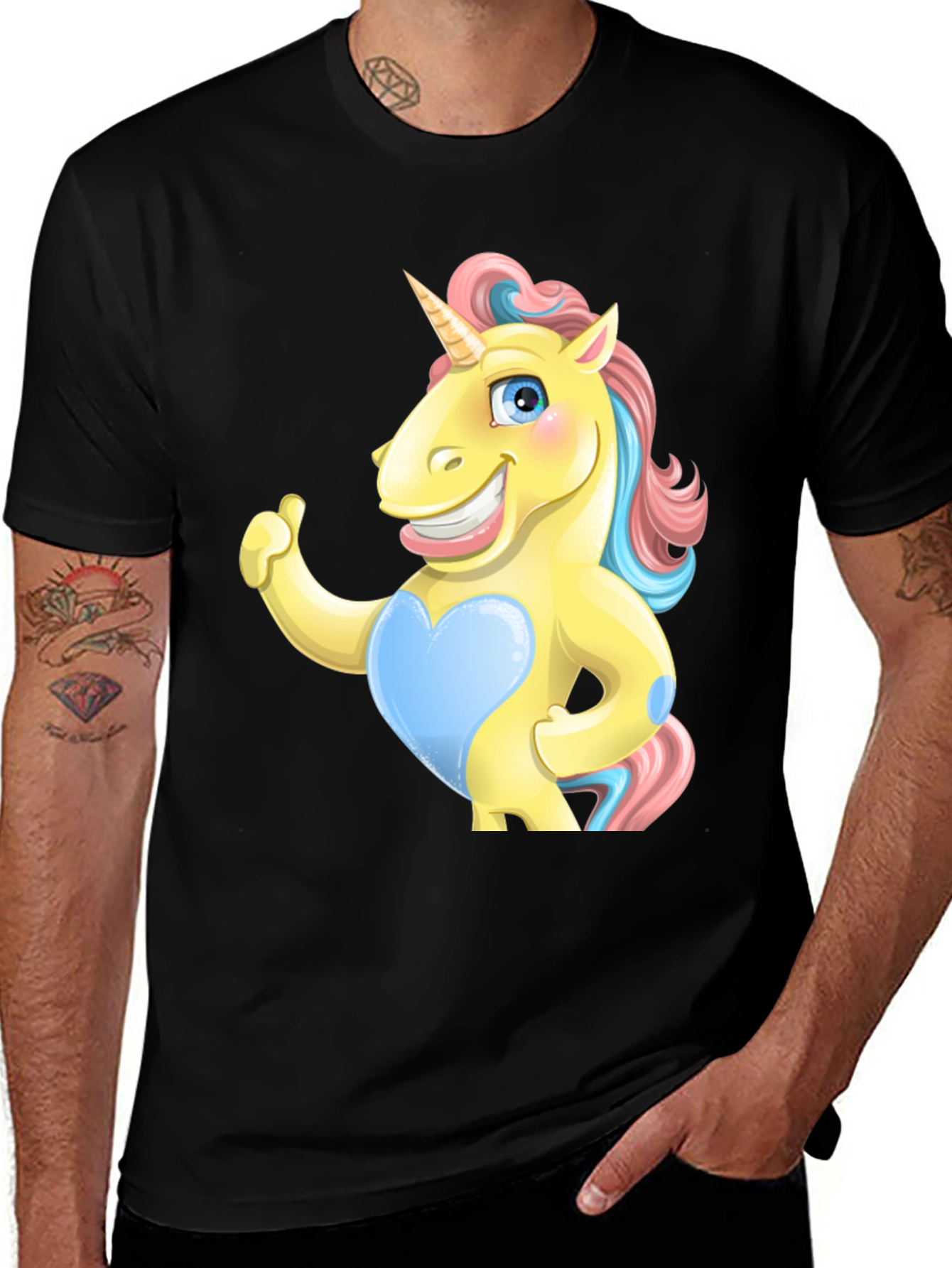 Funny Unicorn Graphic Black T-Shirt