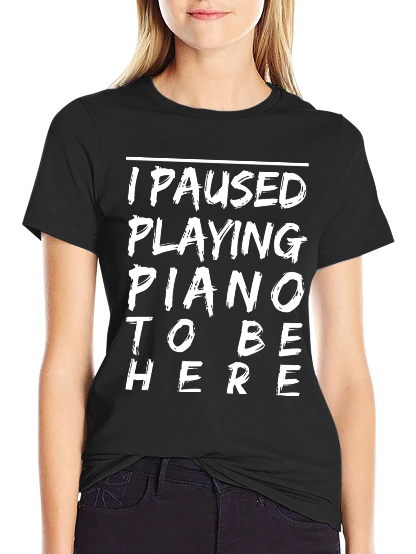 Funny Piano Player Black T-Shirt