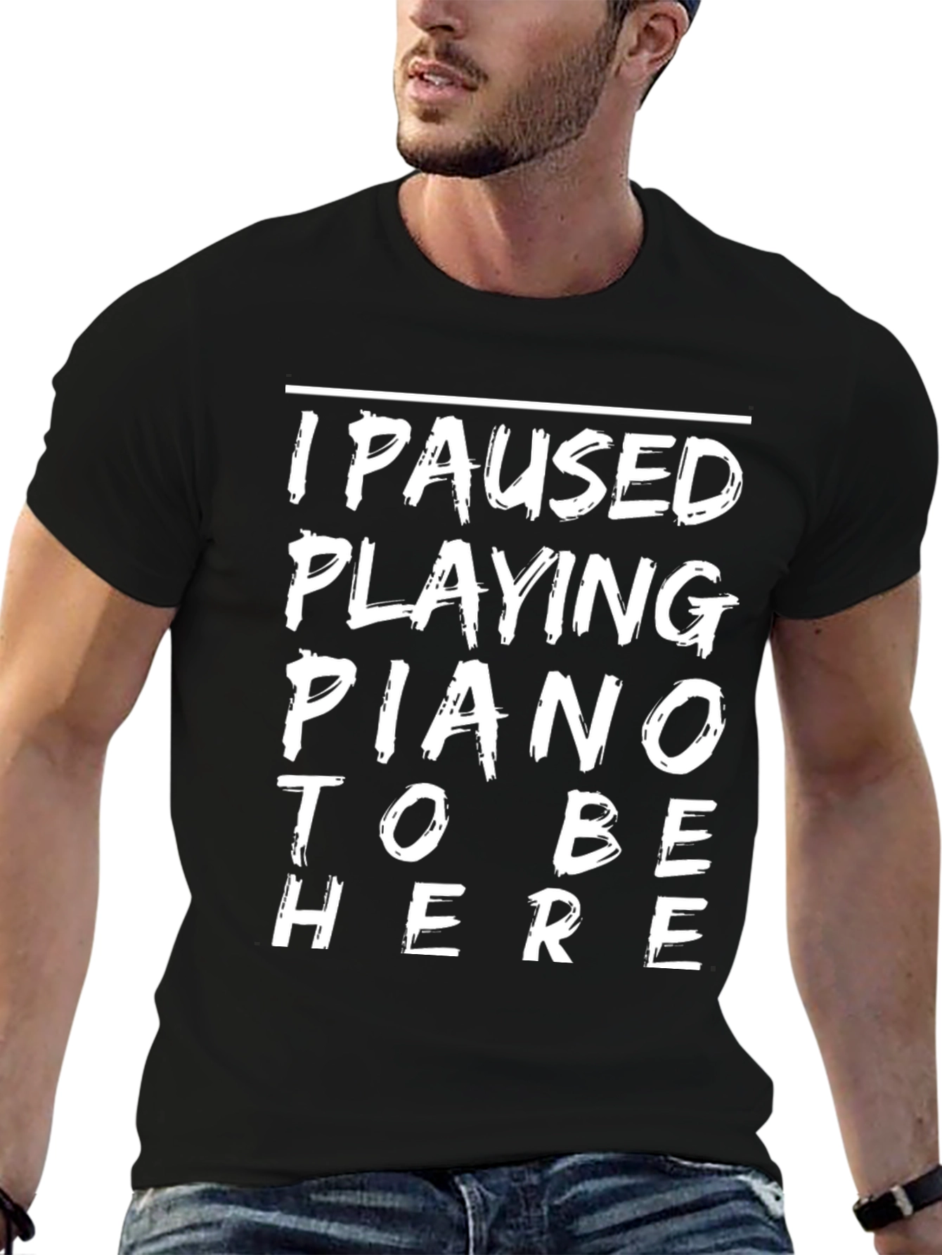 Funny Piano Player Black T-Shirt