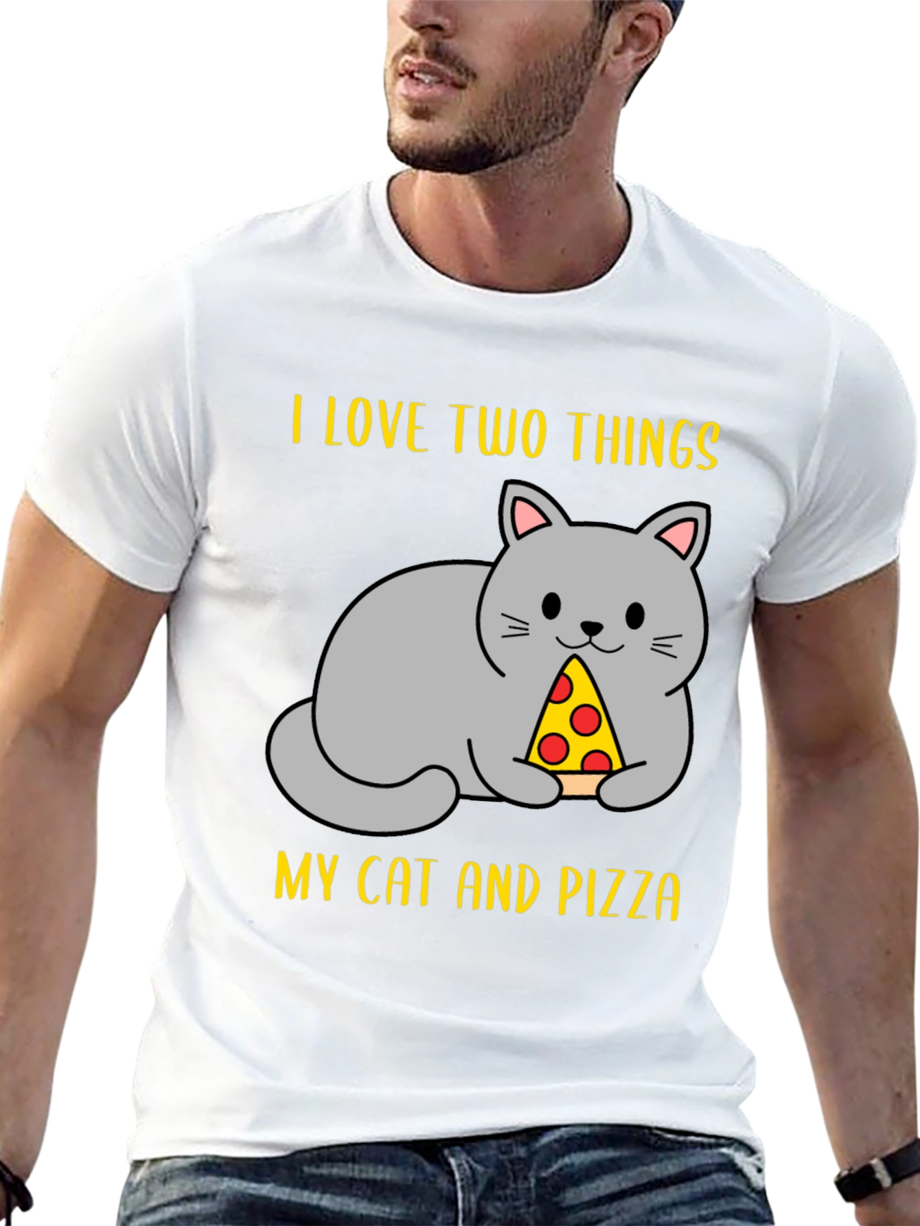 Funny Cat & Pizza T-Shirt