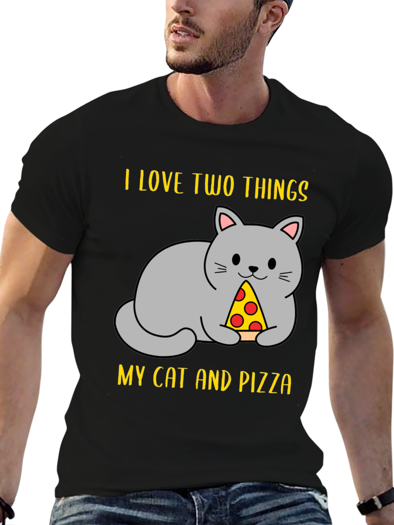 Funny Cat & Pizza T-Shirt