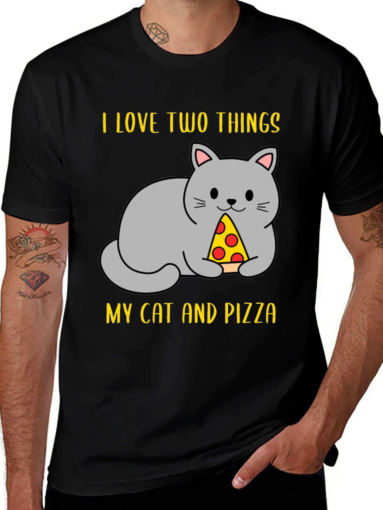 Funny Cat & Pizza T-Shirt