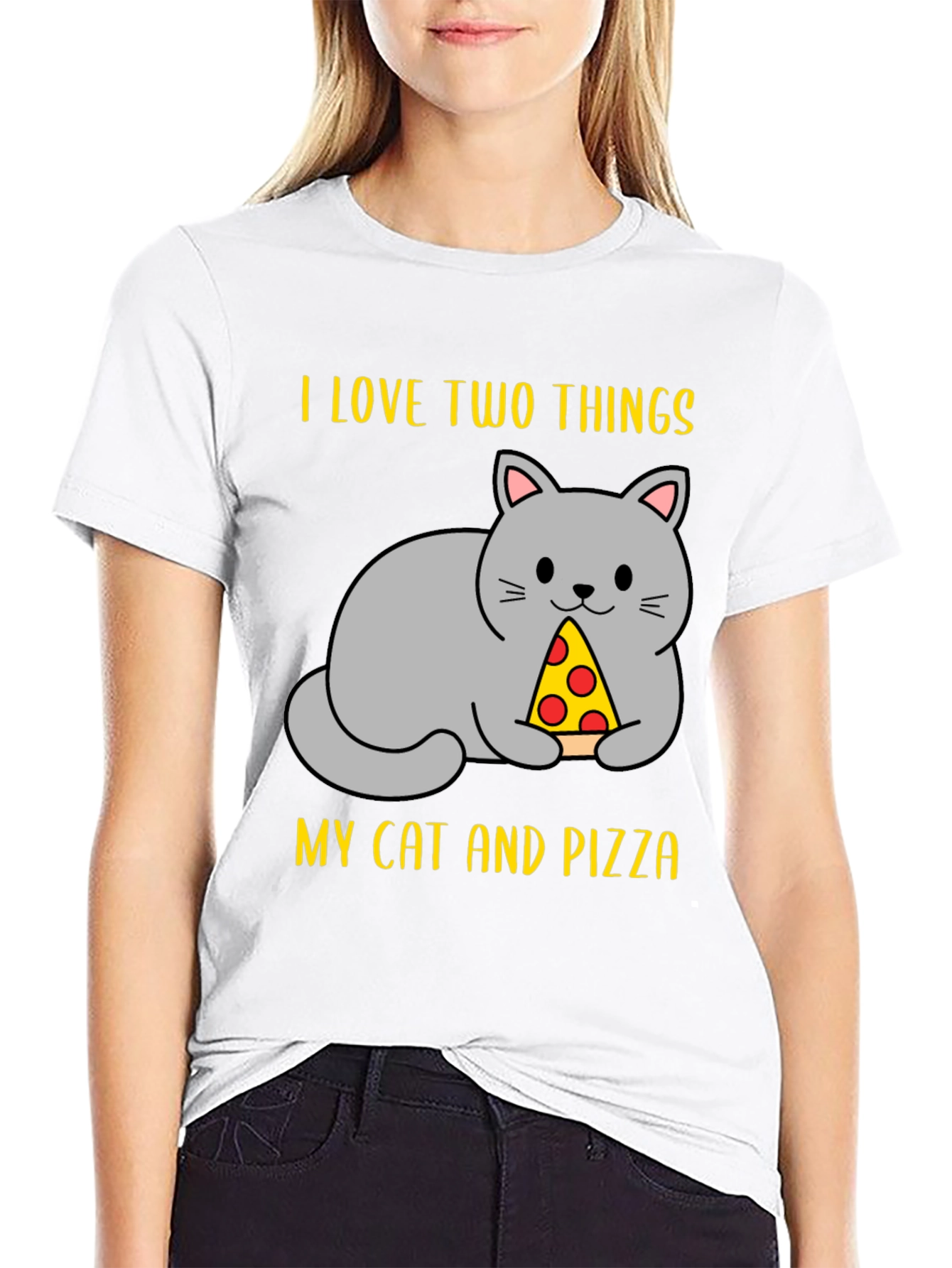 Funny Cat & Pizza T-Shirt