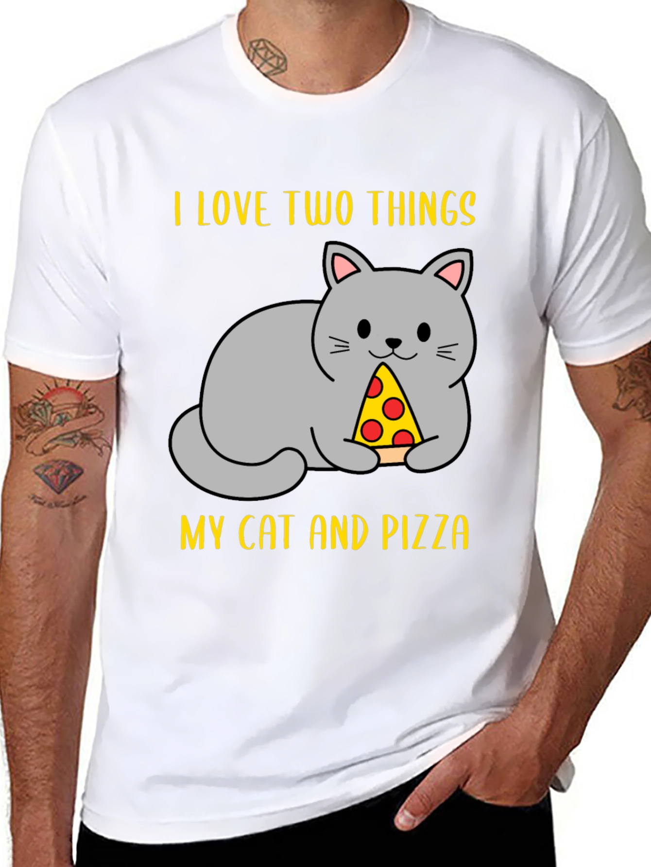 Funny Cat & Pizza T-Shirt