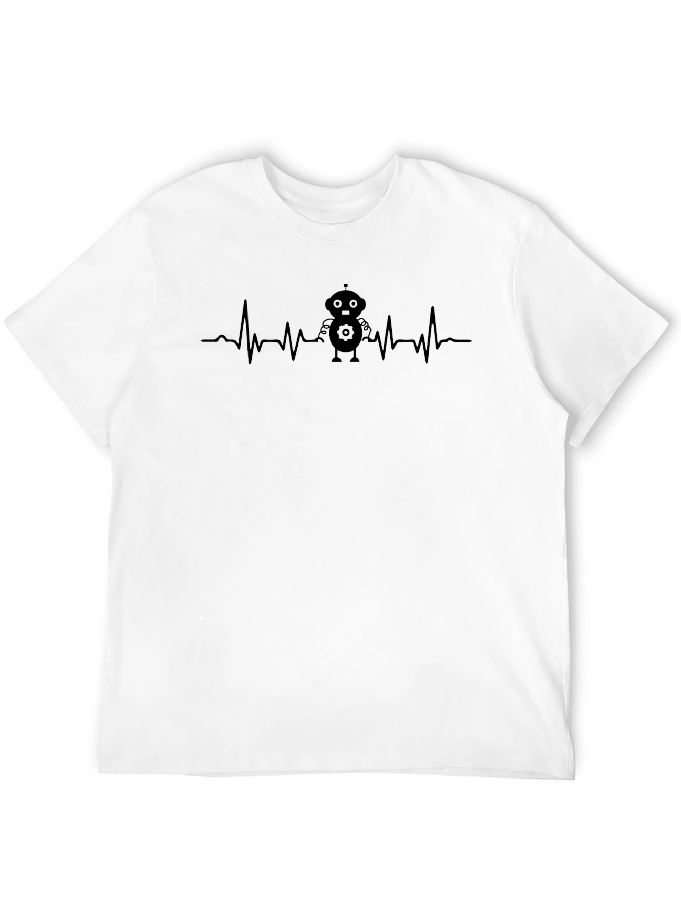 Robot Heartbeat Graphic Tee - Mens Black T-Shirt