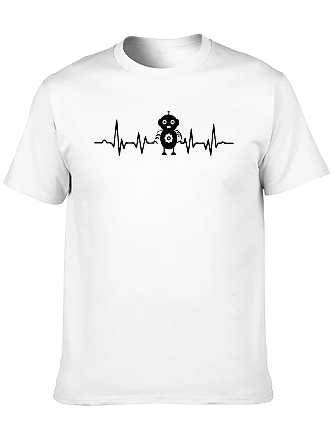 Robot Heartbeat Graphic Tee - Mens Black T-Shirt