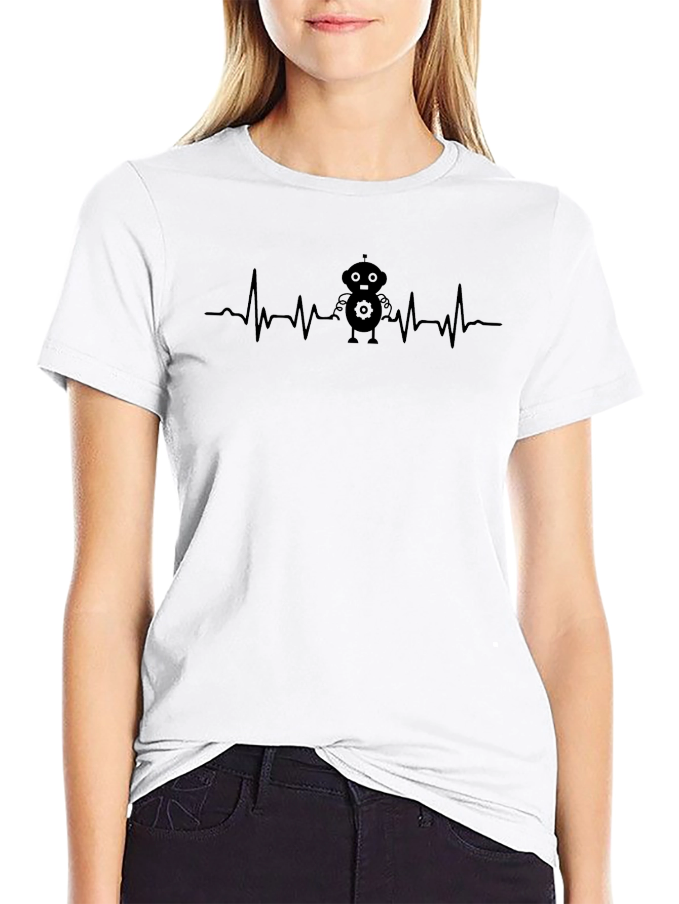 Robot Heartbeat Graphic Tee - Mens Black T-Shirt