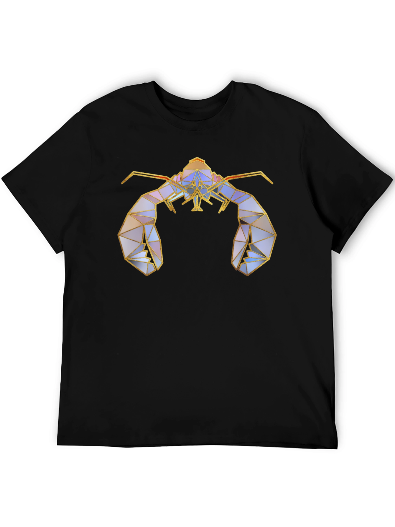 Geometric Lobster Graphic Tee - Stylish Black T-Shirt