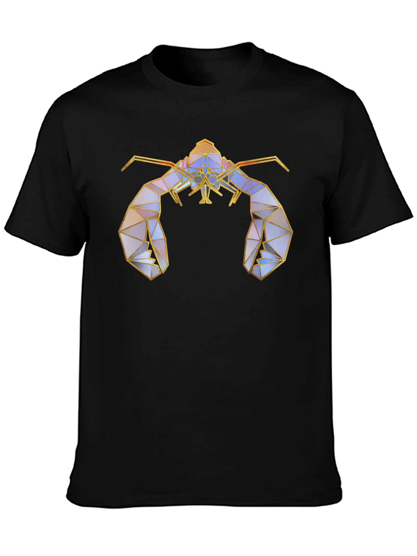 Geometric Lobster Graphic Tee - Stylish Black T-Shirt