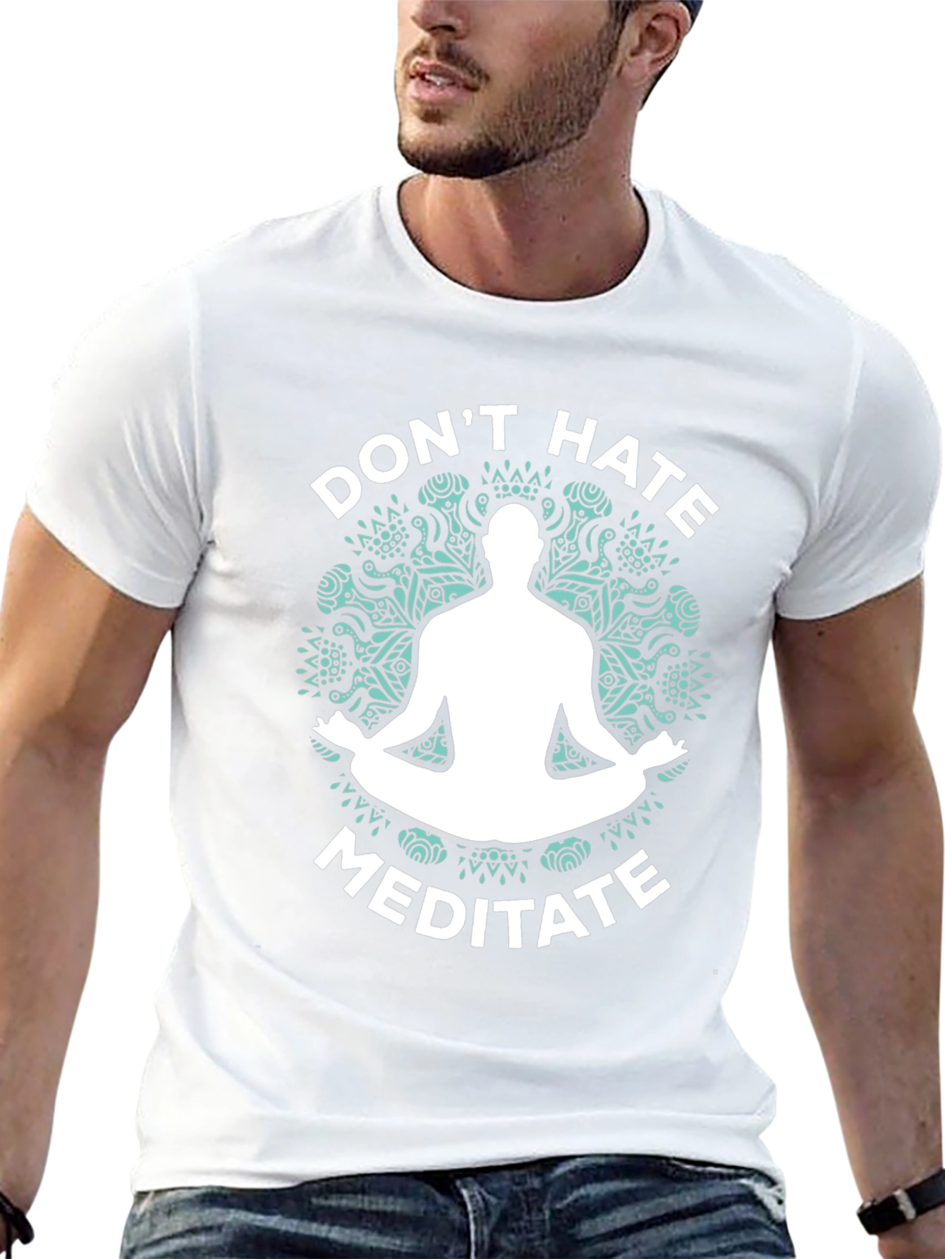 Dont Hate Meditate Black Graphic T-Shirt