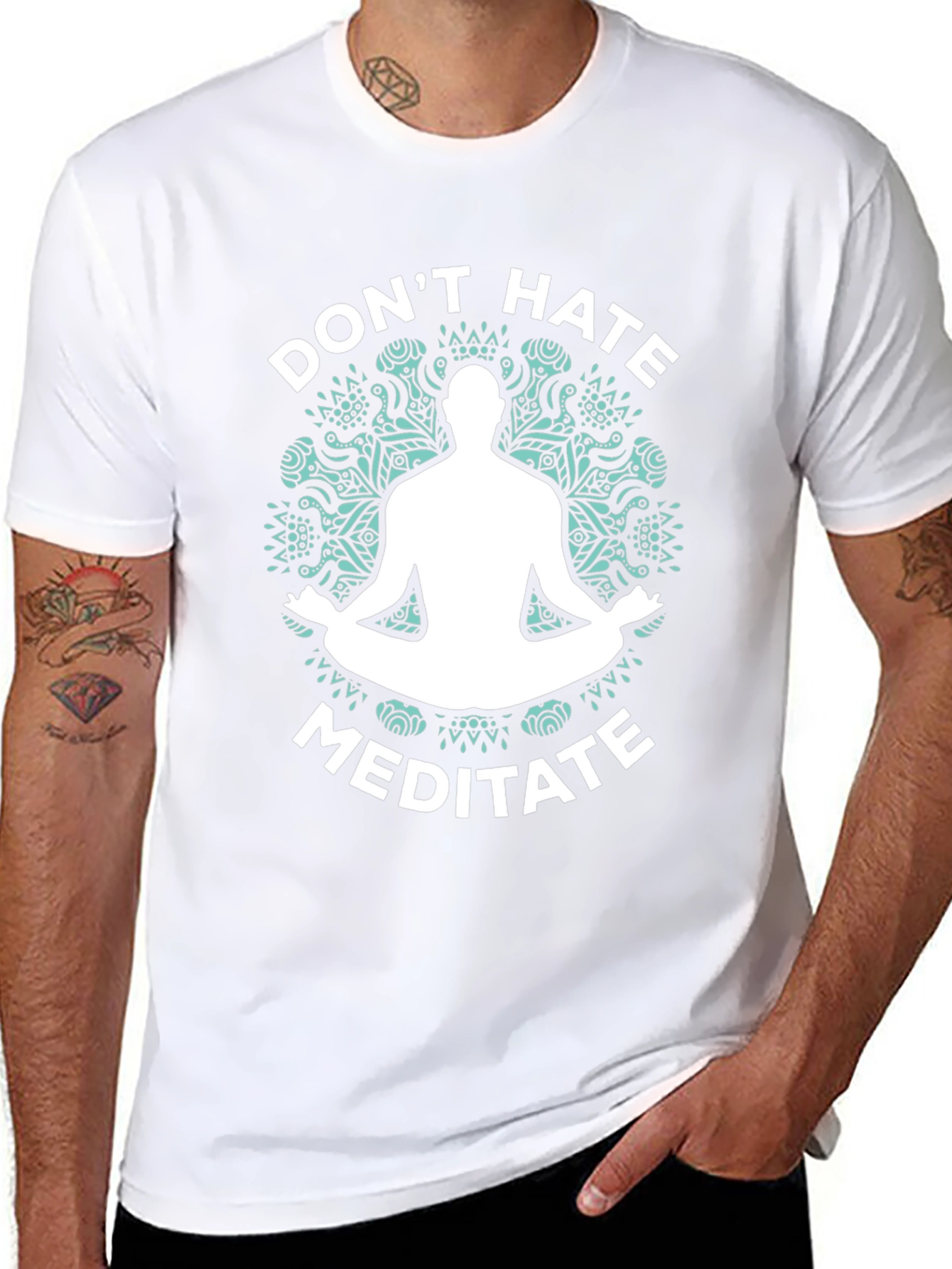 Dont Hate Meditate Black Graphic T-Shirt