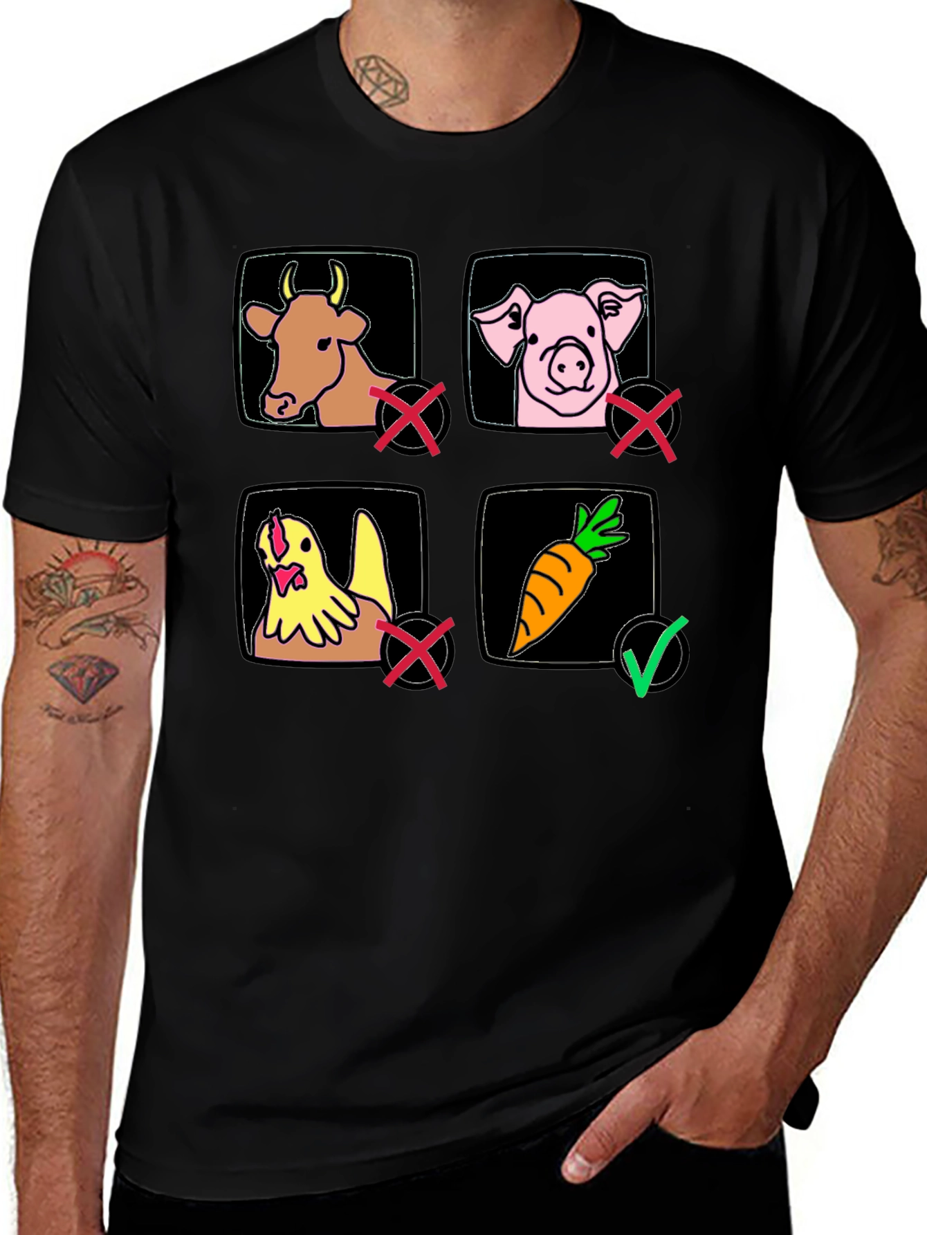 Vegan Life T-Shirt Black 100% Cotton
