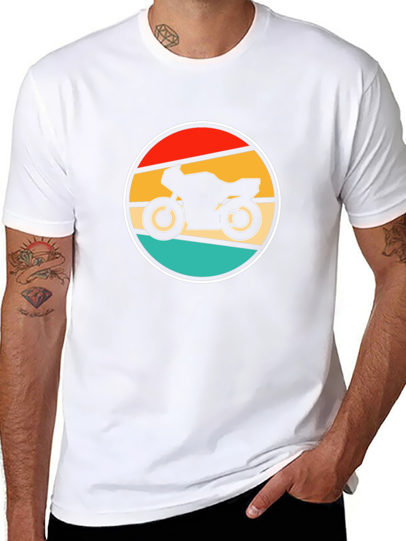 Retro Motorcycle Graphic T-Shirt - Black