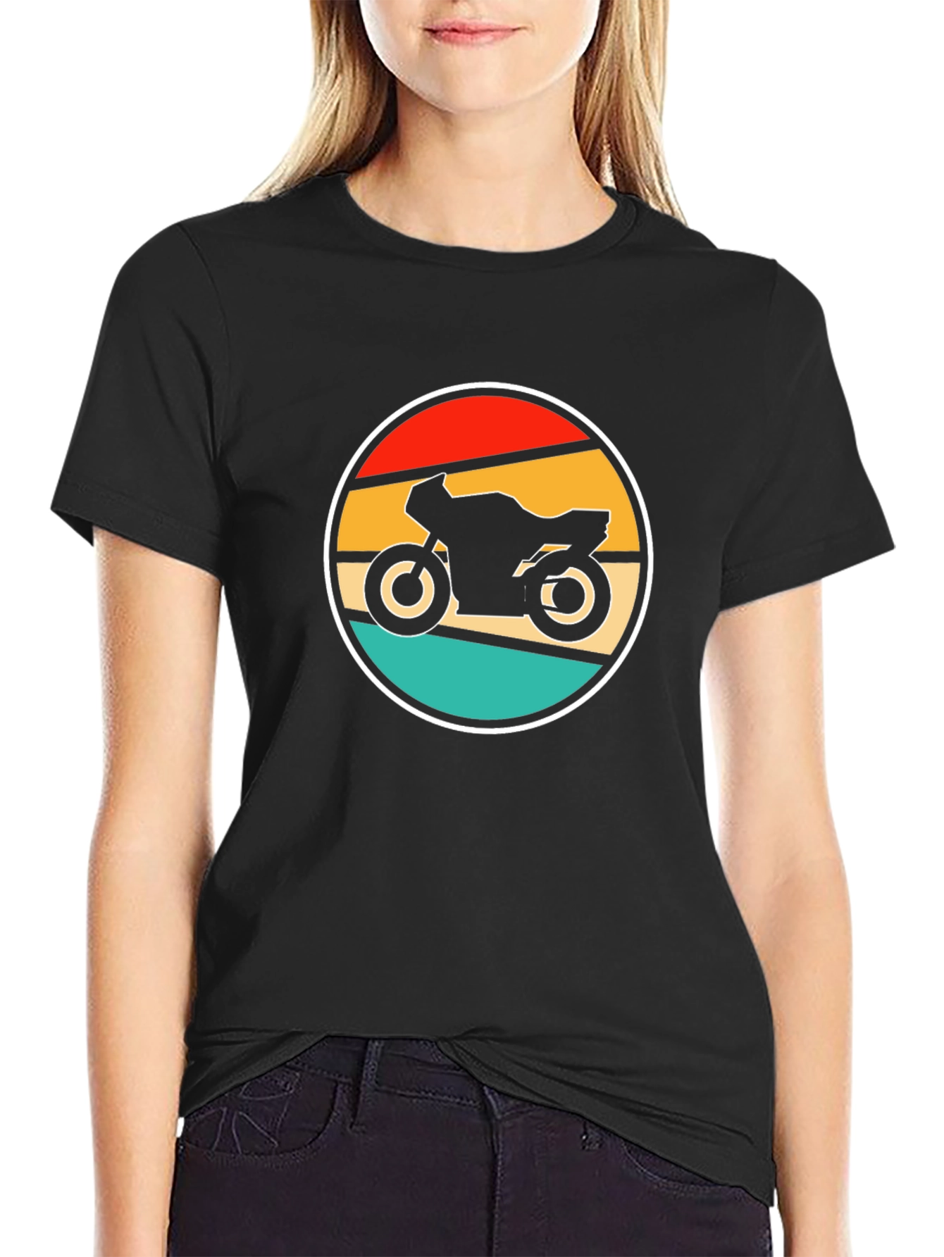Retro Motorcycle Graphic T-Shirt - Black