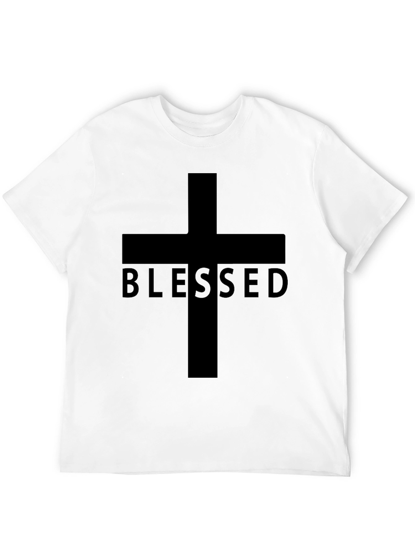 Blessed Cross Graphic Tee - Black Christian T-Shirt