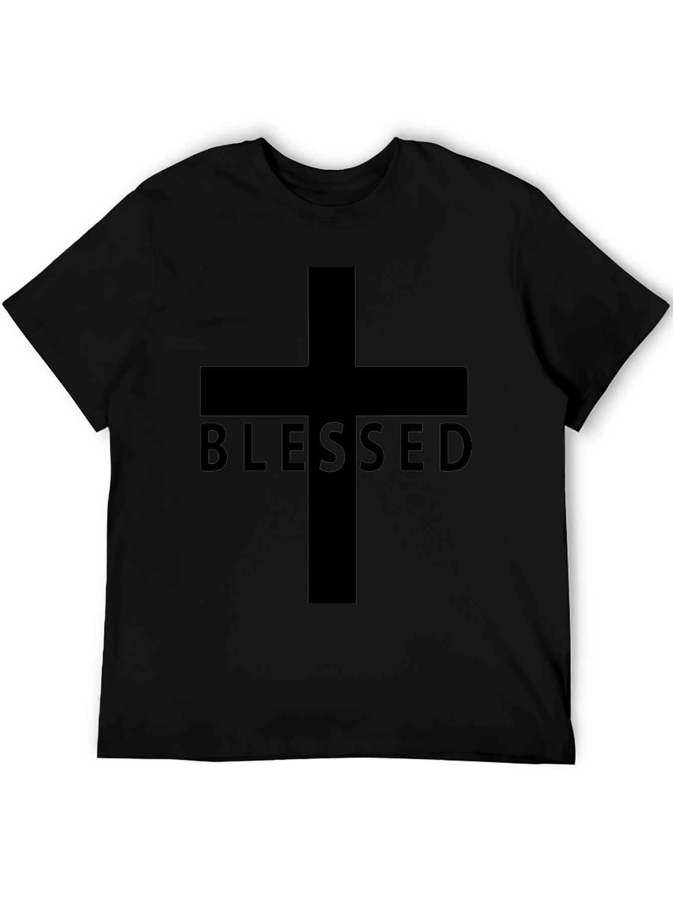 Blessed Cross Graphic Tee - Black Christian T-Shirt