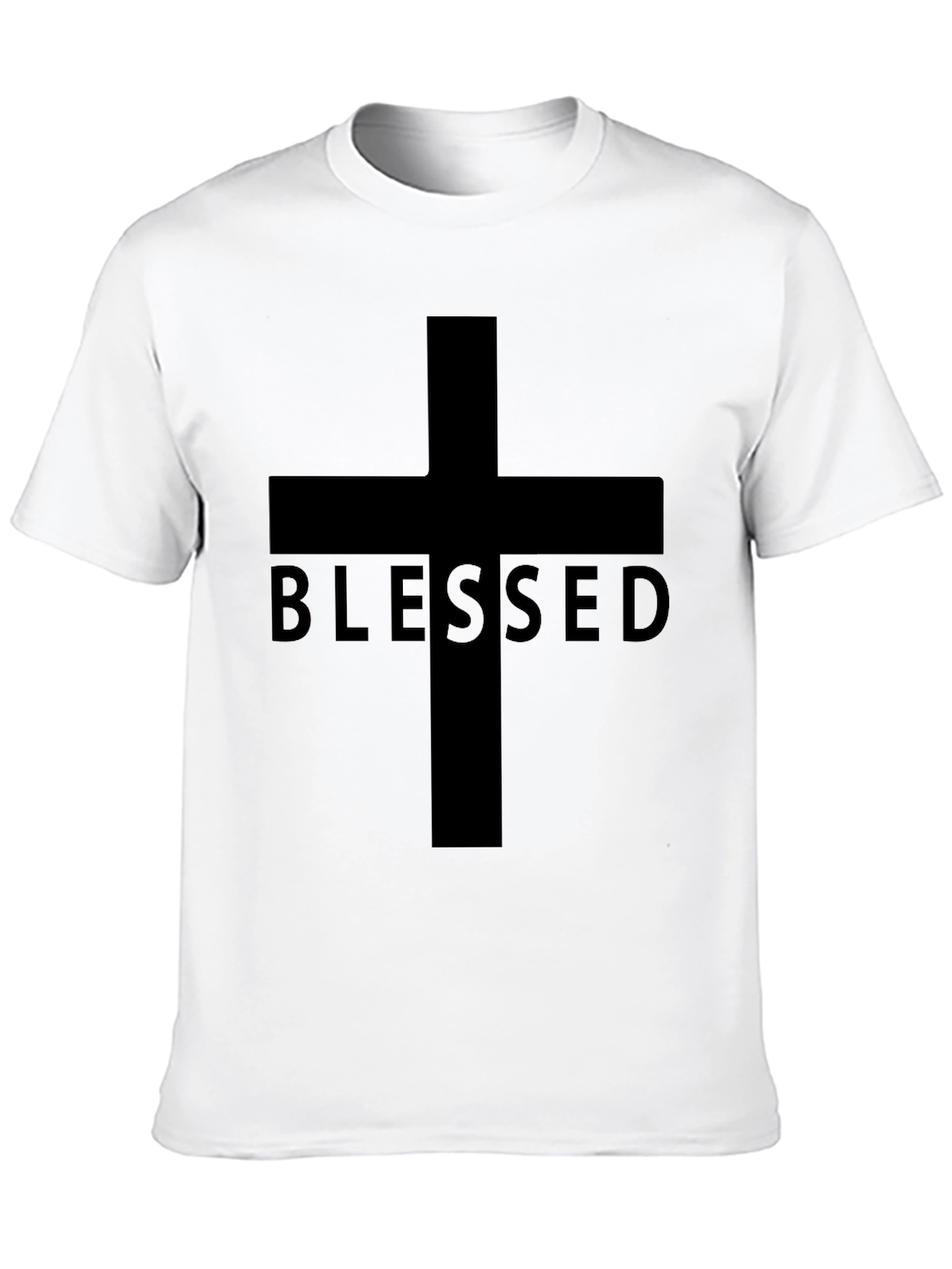 Blessed Cross Graphic Tee - Black Christian T-Shirt