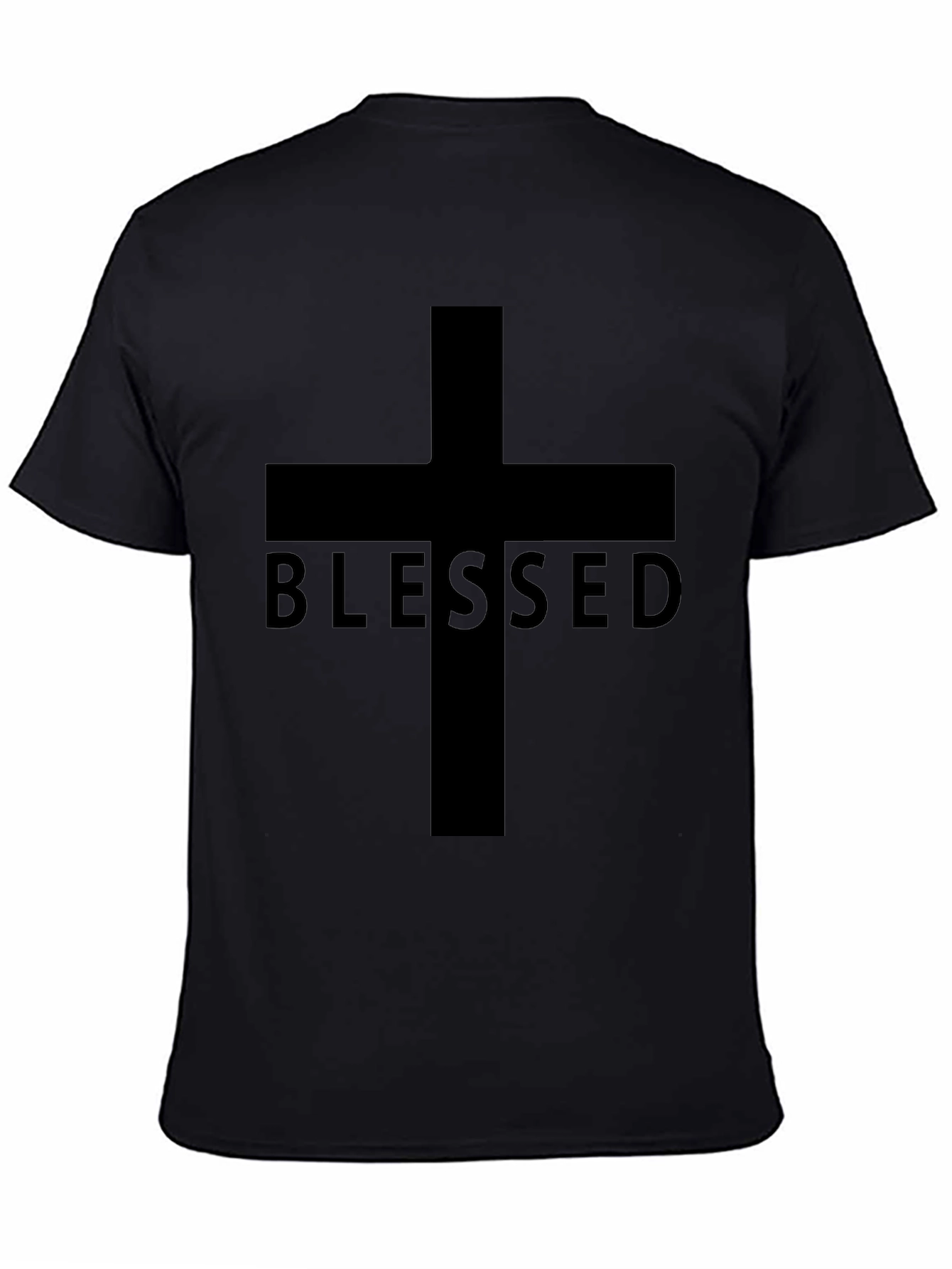 Blessed Cross Graphic Tee - Black Christian T-Shirt