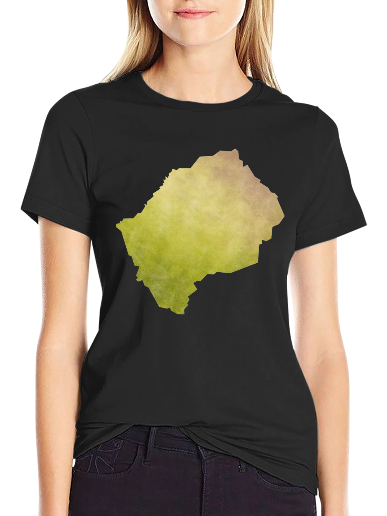 Lesotho Map Graphic Print Black Tee