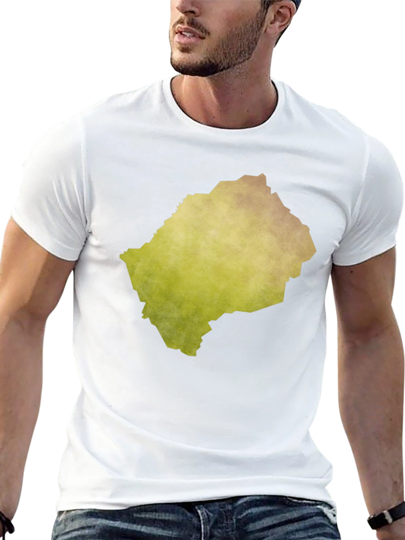 Lesotho Map Graphic Print Black Tee