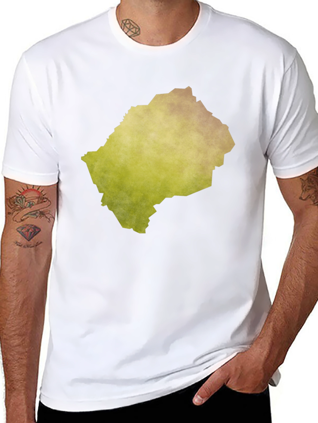 Lesotho Map Graphic Print Black Tee