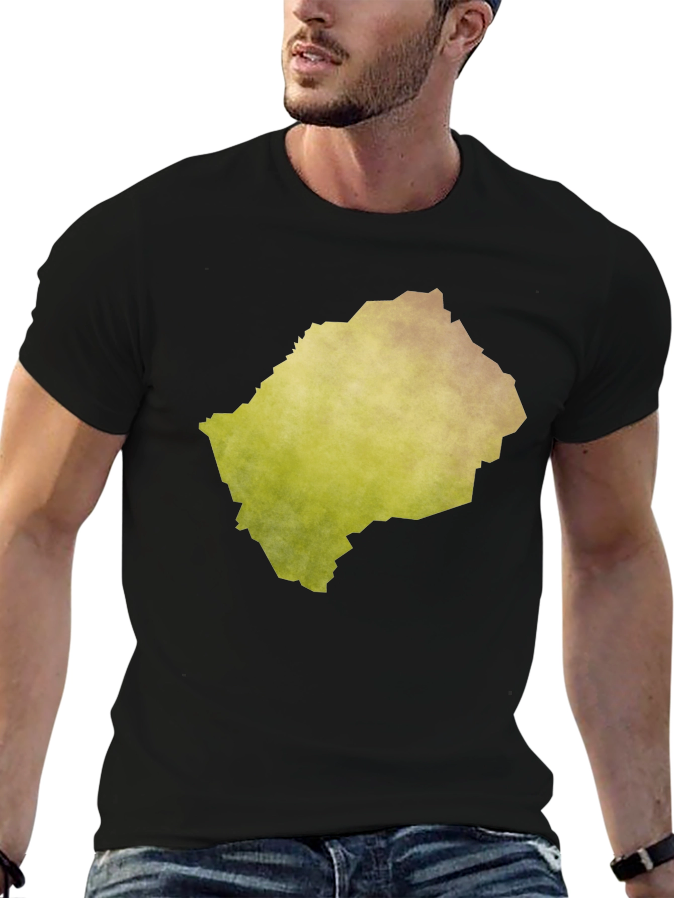 Lesotho Map Graphic Print Black Tee