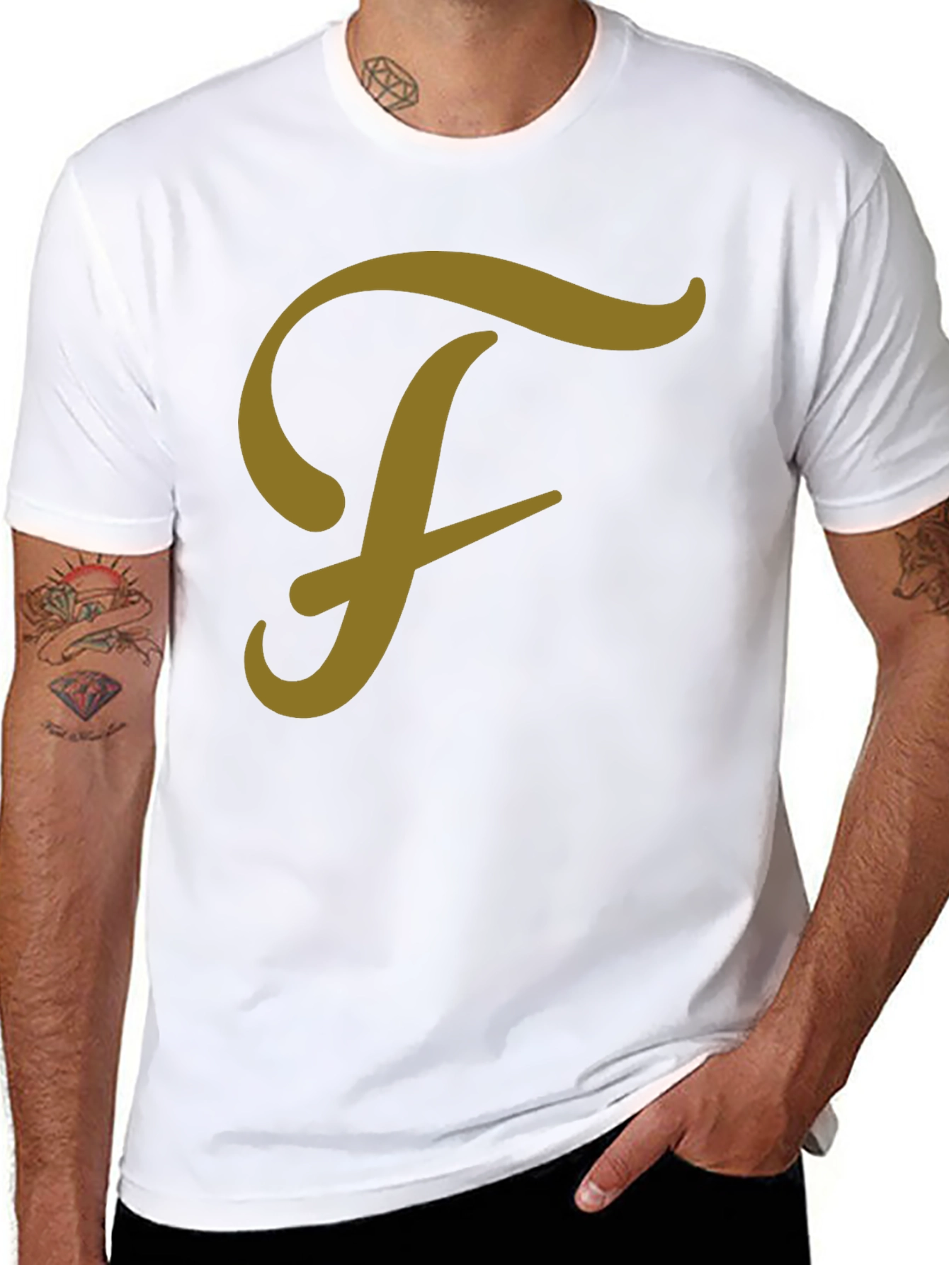 Black T-Shirt with Letter F Graphic