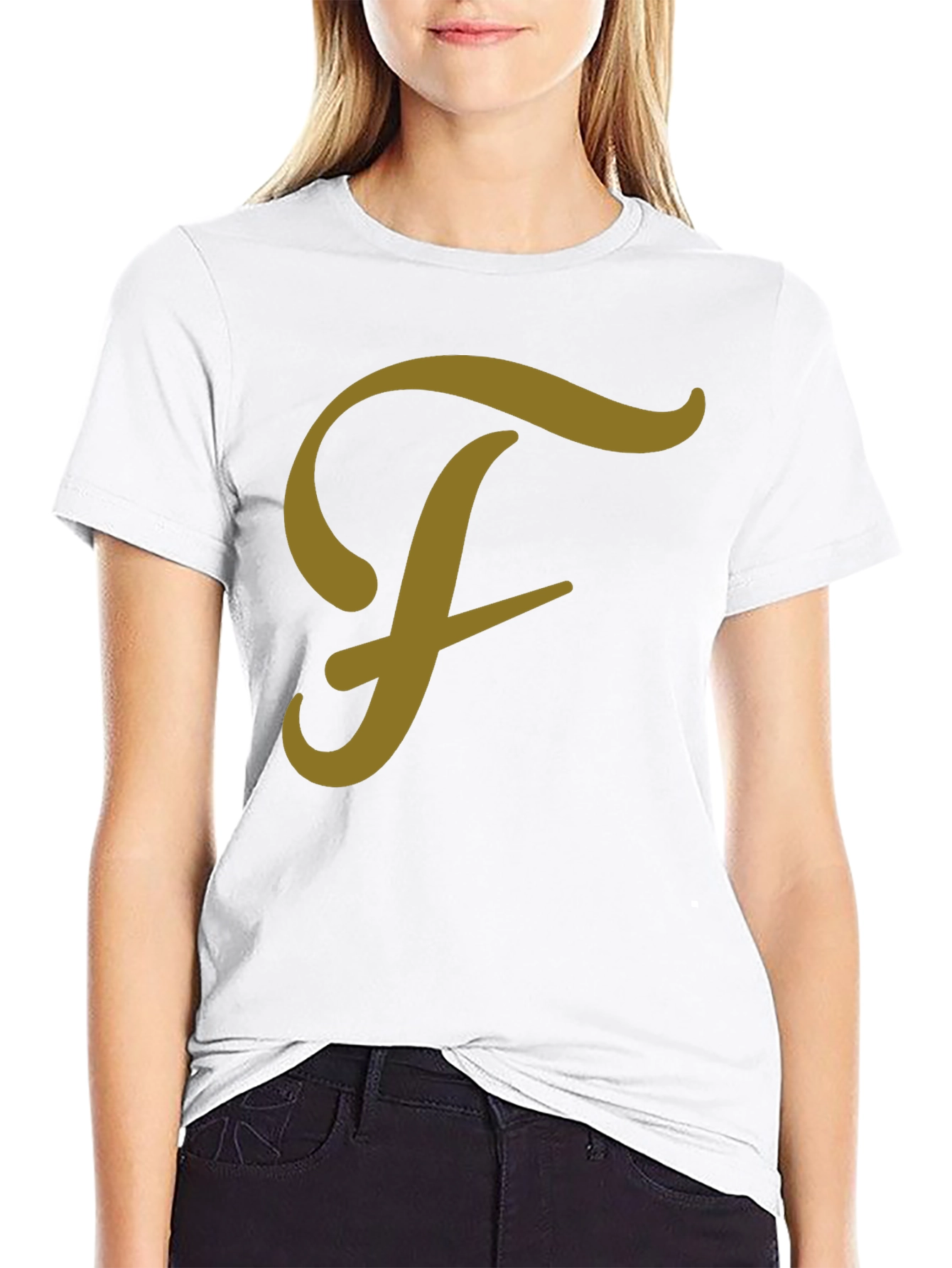 Black T-Shirt with Letter F Graphic