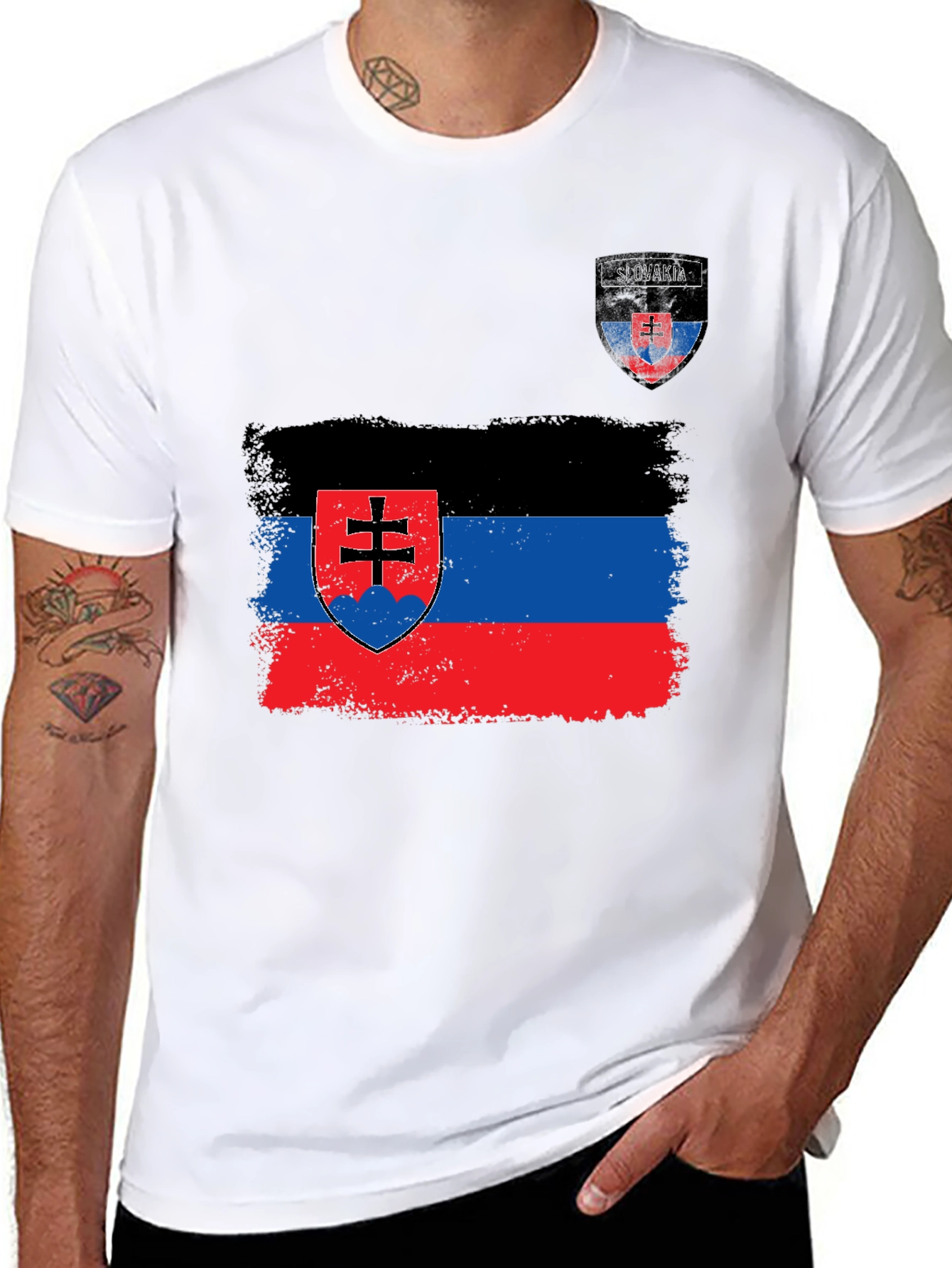 Slovakia Flag Graphic T-Shirt - Black