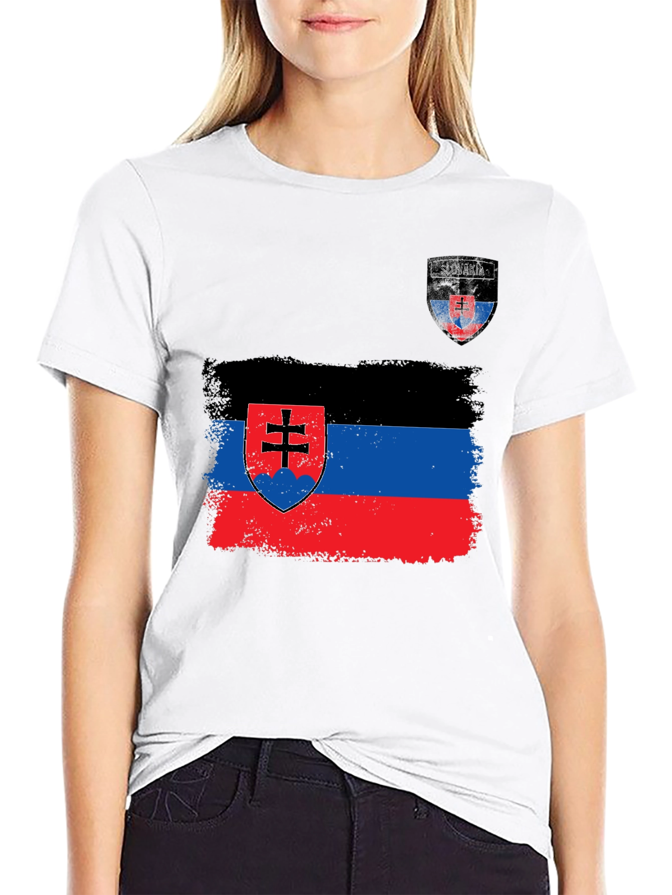 Slovakia Flag Graphic T-Shirt - Black