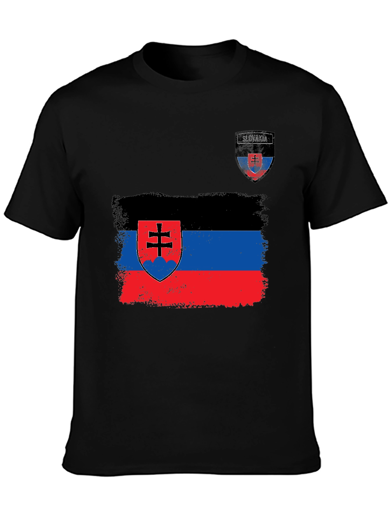 Slovakia Flag Graphic T-Shirt - Black