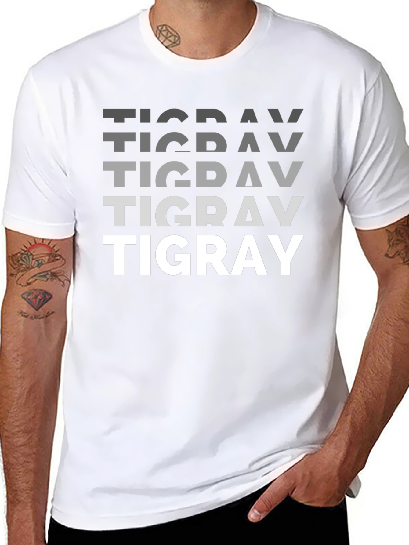Tigray Text Graphic Tee - Black Unisex T-Shirt