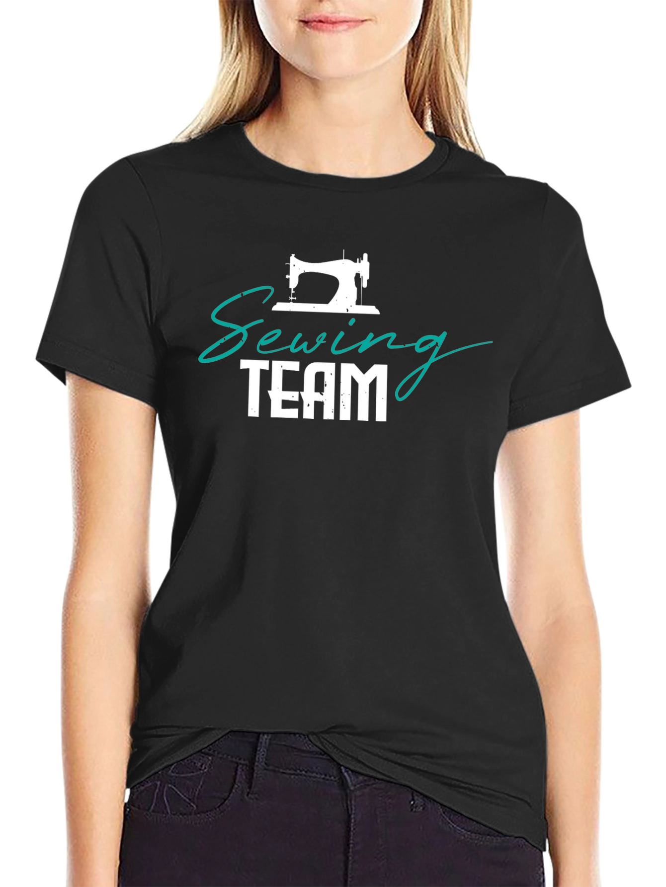 Sewing Team T-Shirt - Black Cotton Crewneck