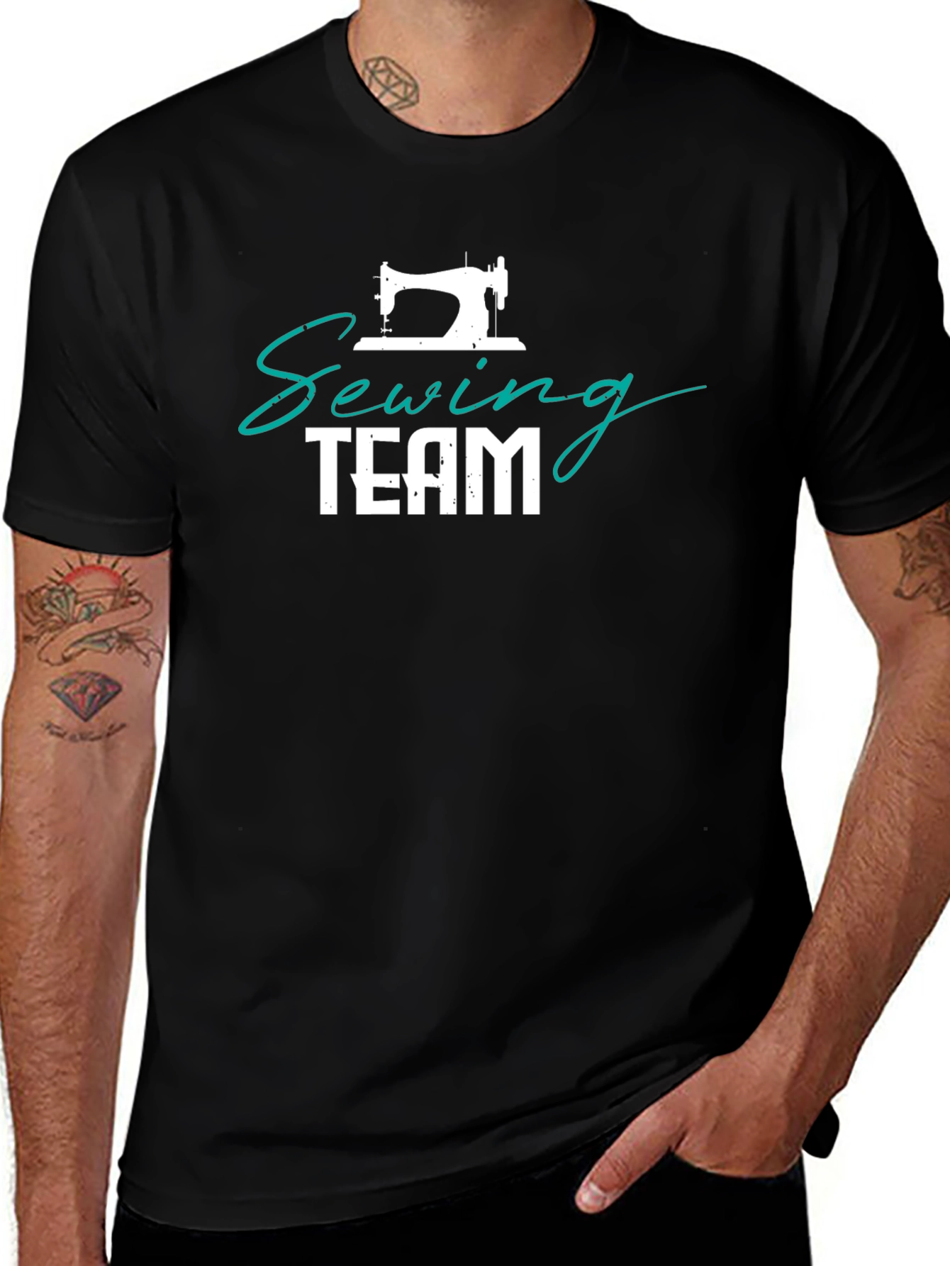 Sewing Team T-Shirt - Black Cotton Crewneck