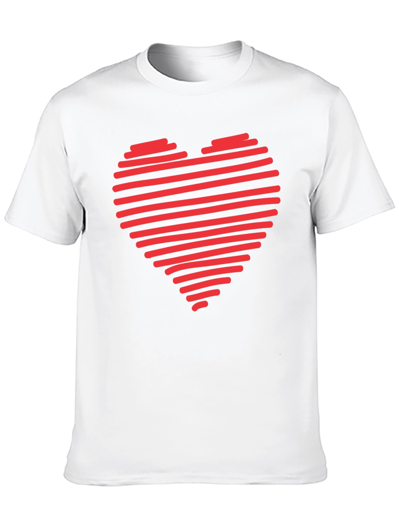 Red Heart Stripes Black T-Shirt Love Graphic Tee