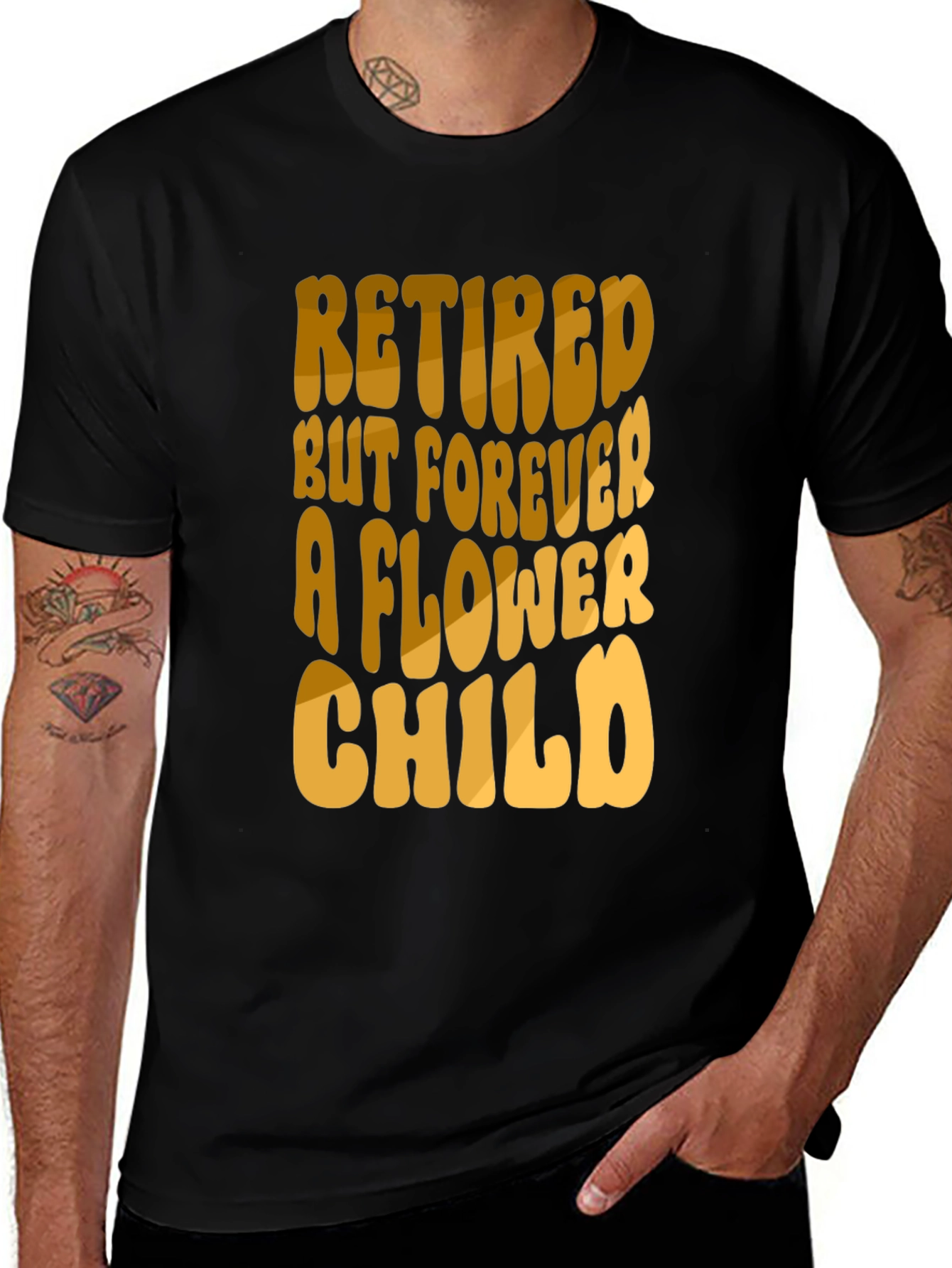 Retired Flower Child Black T-Shirt